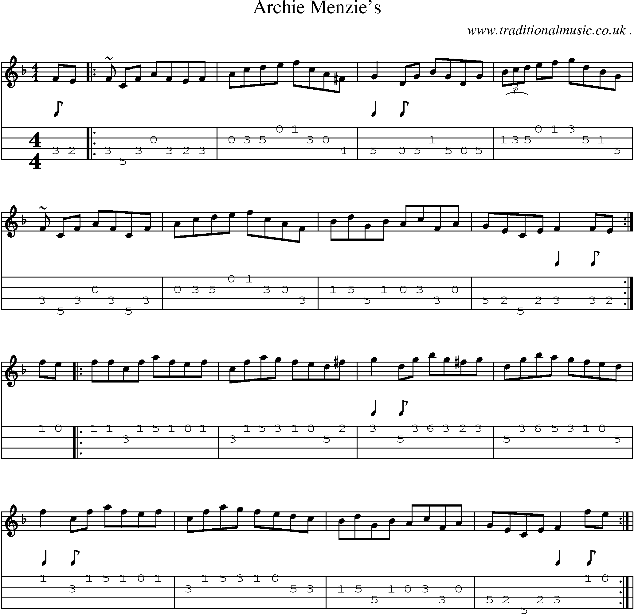 Music Score and Guitar Tabs for Archie Menzies
