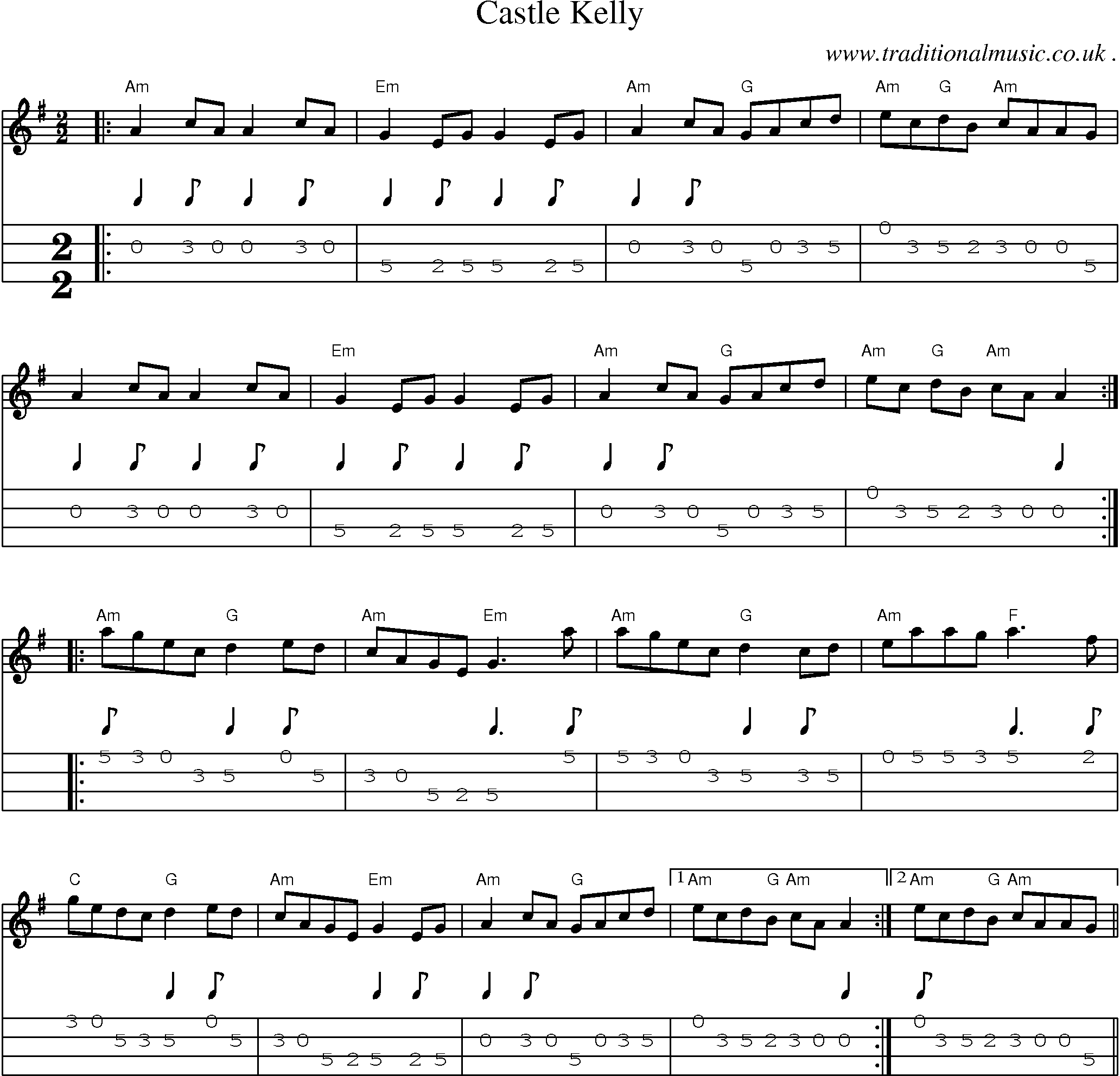 Music Score and Guitar Tabs for Castle Kelly
