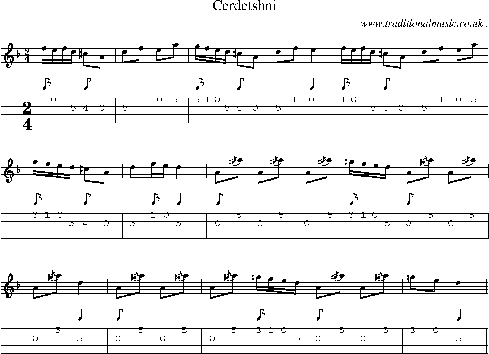 Music Score and Guitar Tabs for Cerdetshni