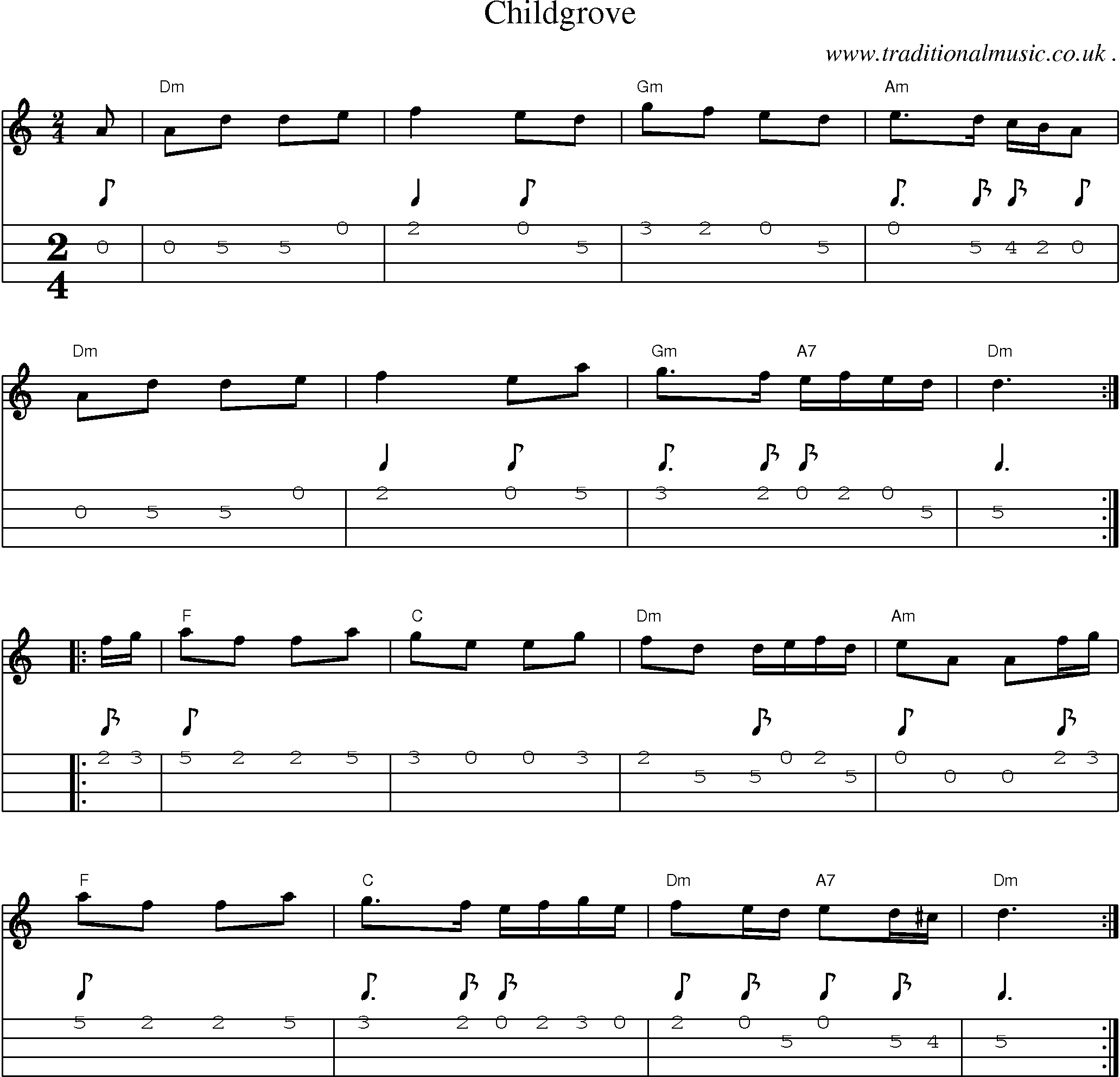 Music Score and Guitar Tabs for Childgrove