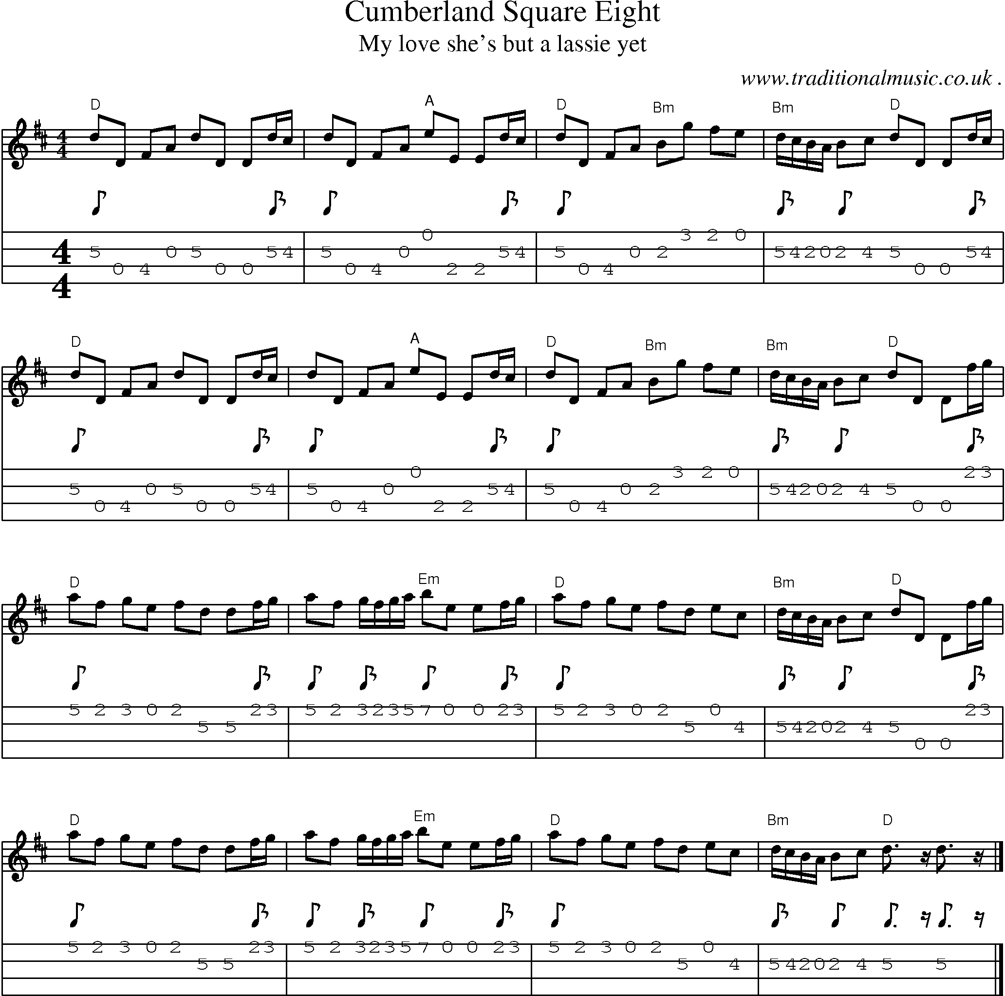 Music Score and Guitar Tabs for Cumberland Square Eight