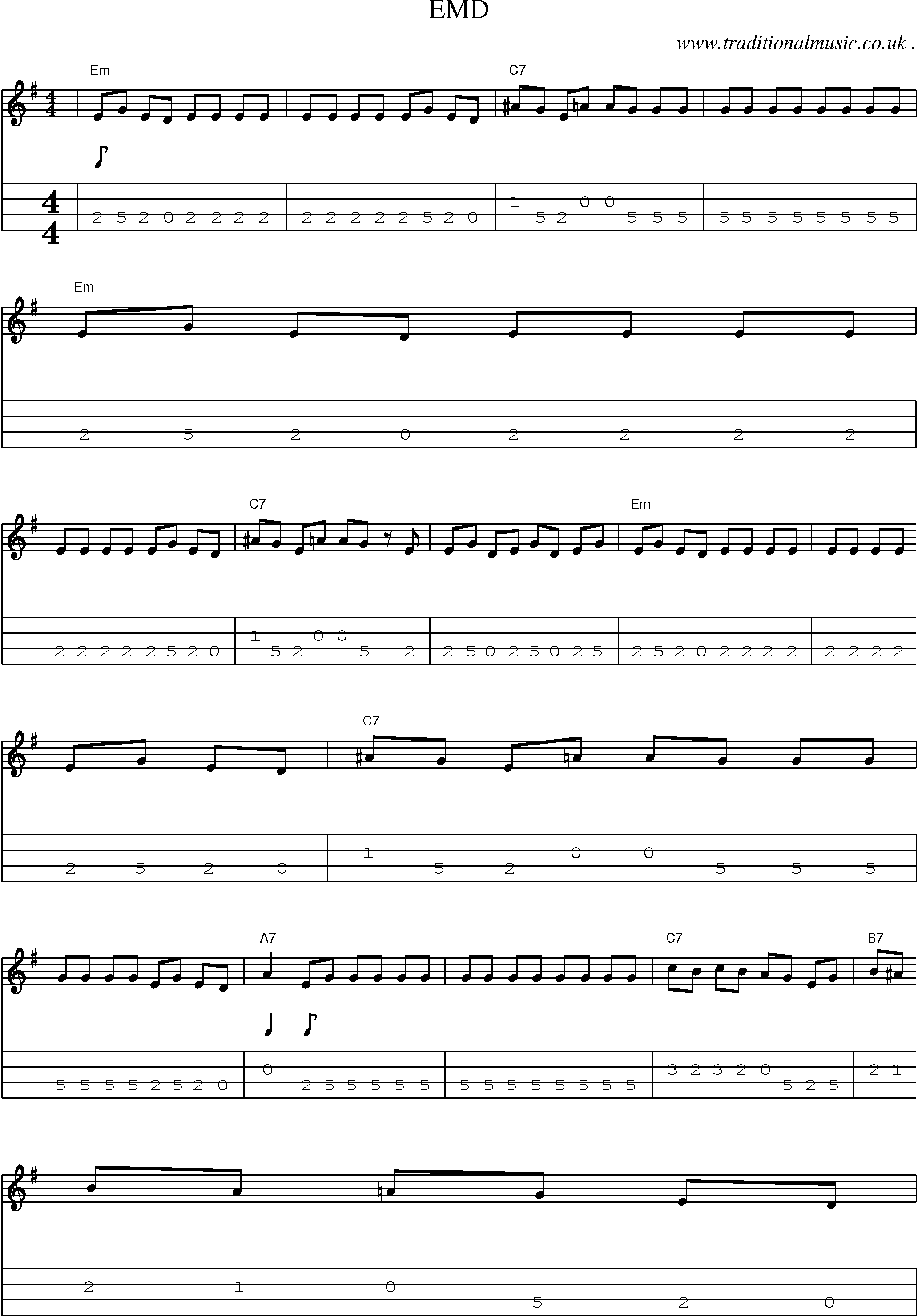 Music Score and Guitar Tabs for Emd