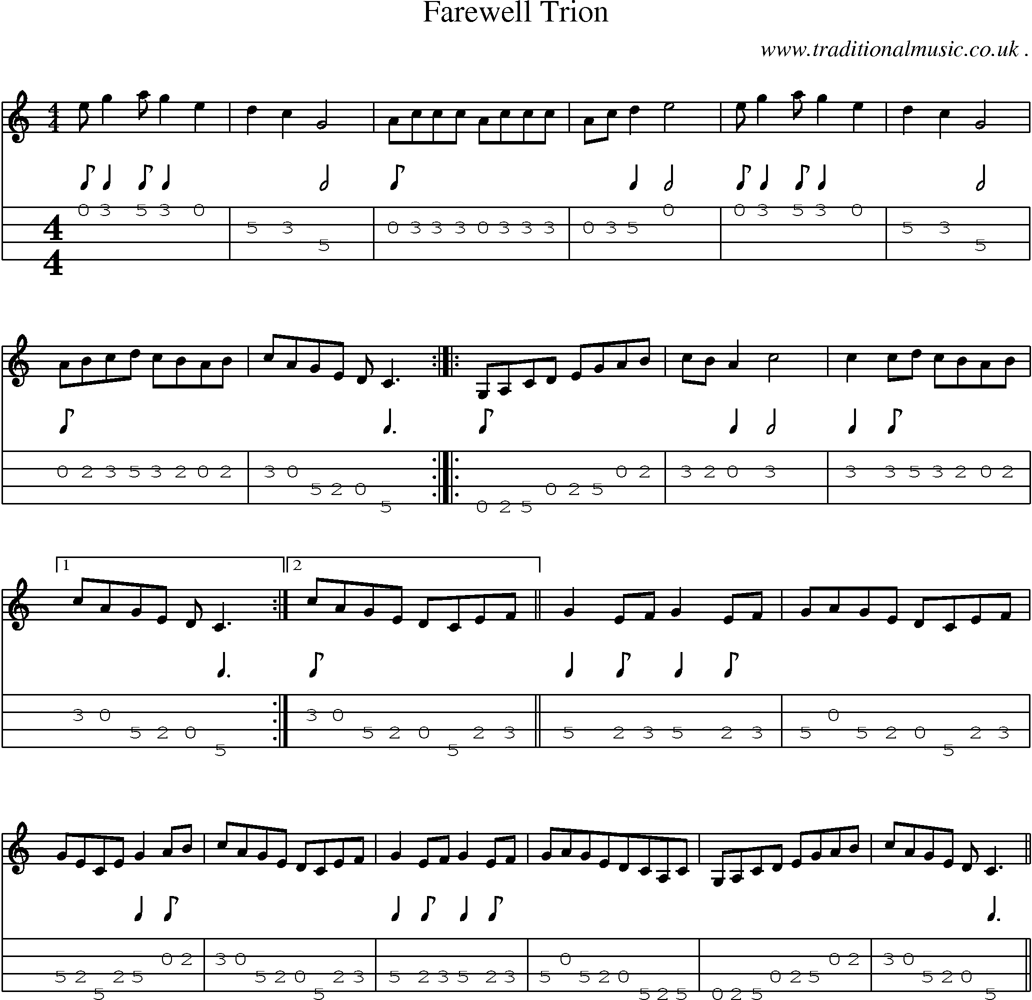 Music Score and Guitar Tabs for Farewell Trion