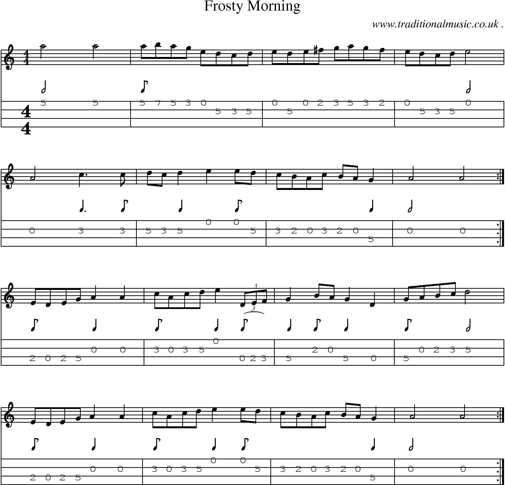 Music Score and Guitar Tabs for Frosty Morning