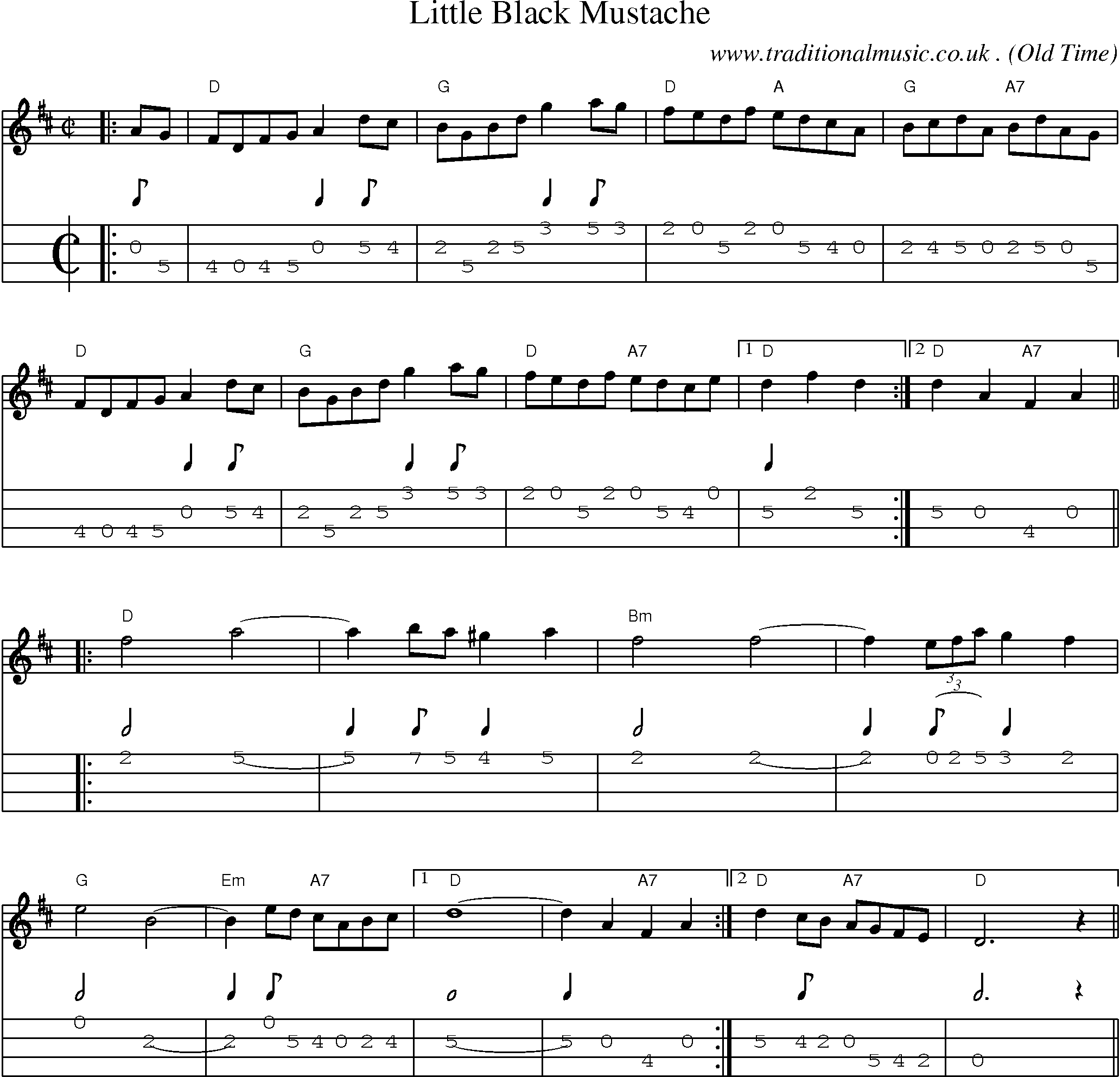 Music Score and Guitar Tabs for Little Black Mustache