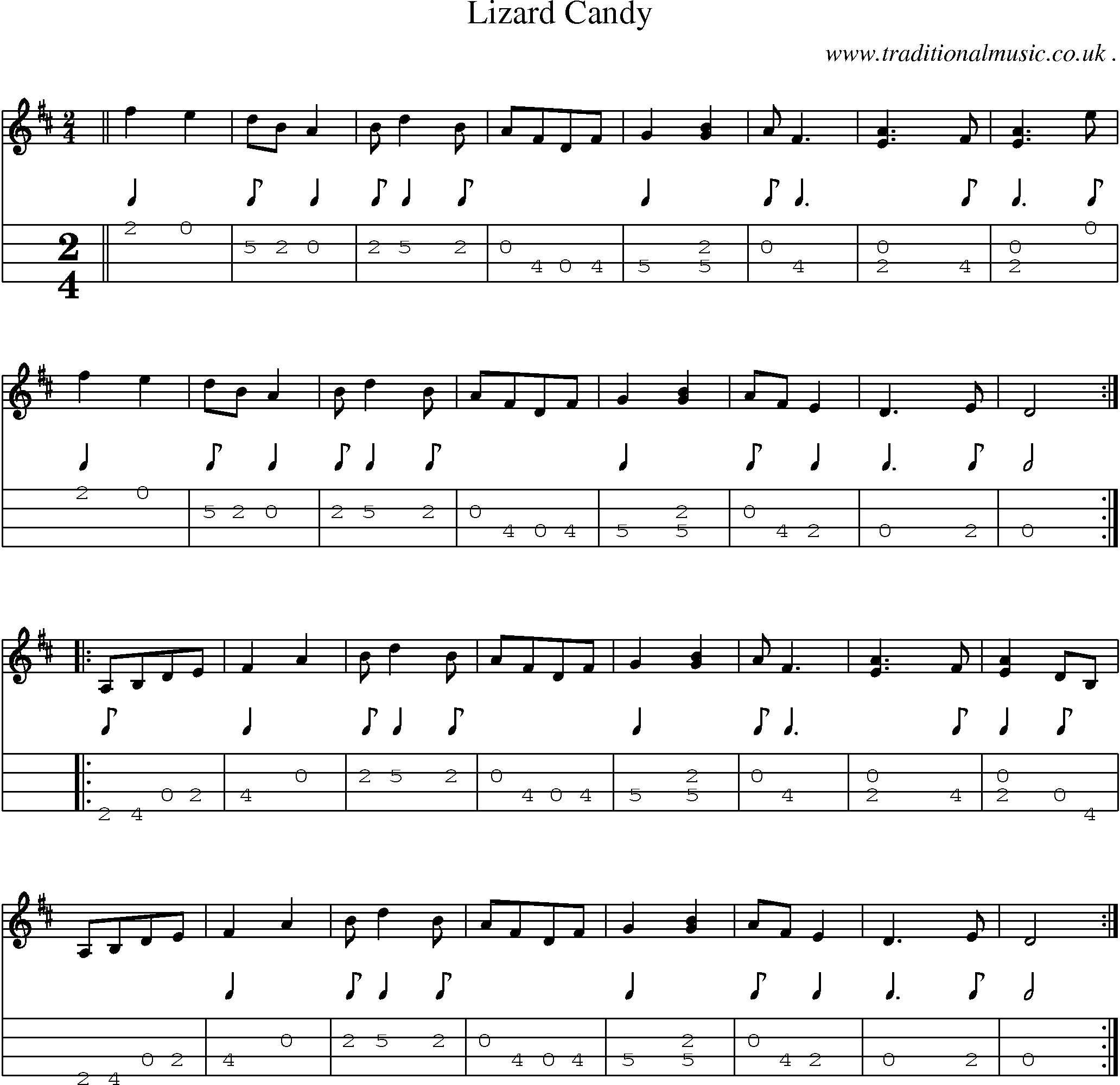 Music Score and Guitar Tabs for Lizard Candy