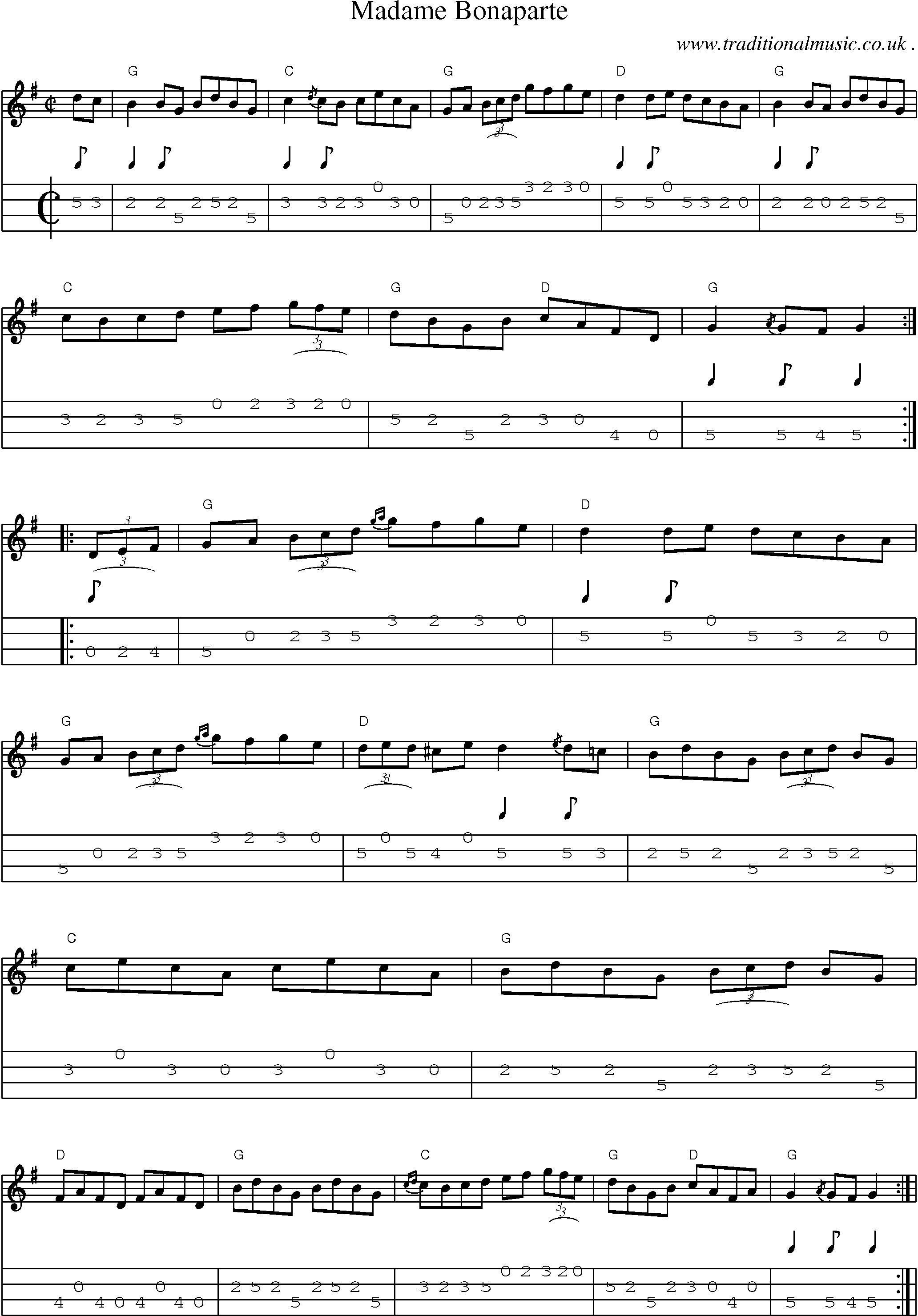 Music Score and Guitar Tabs for Madame Bonaparte