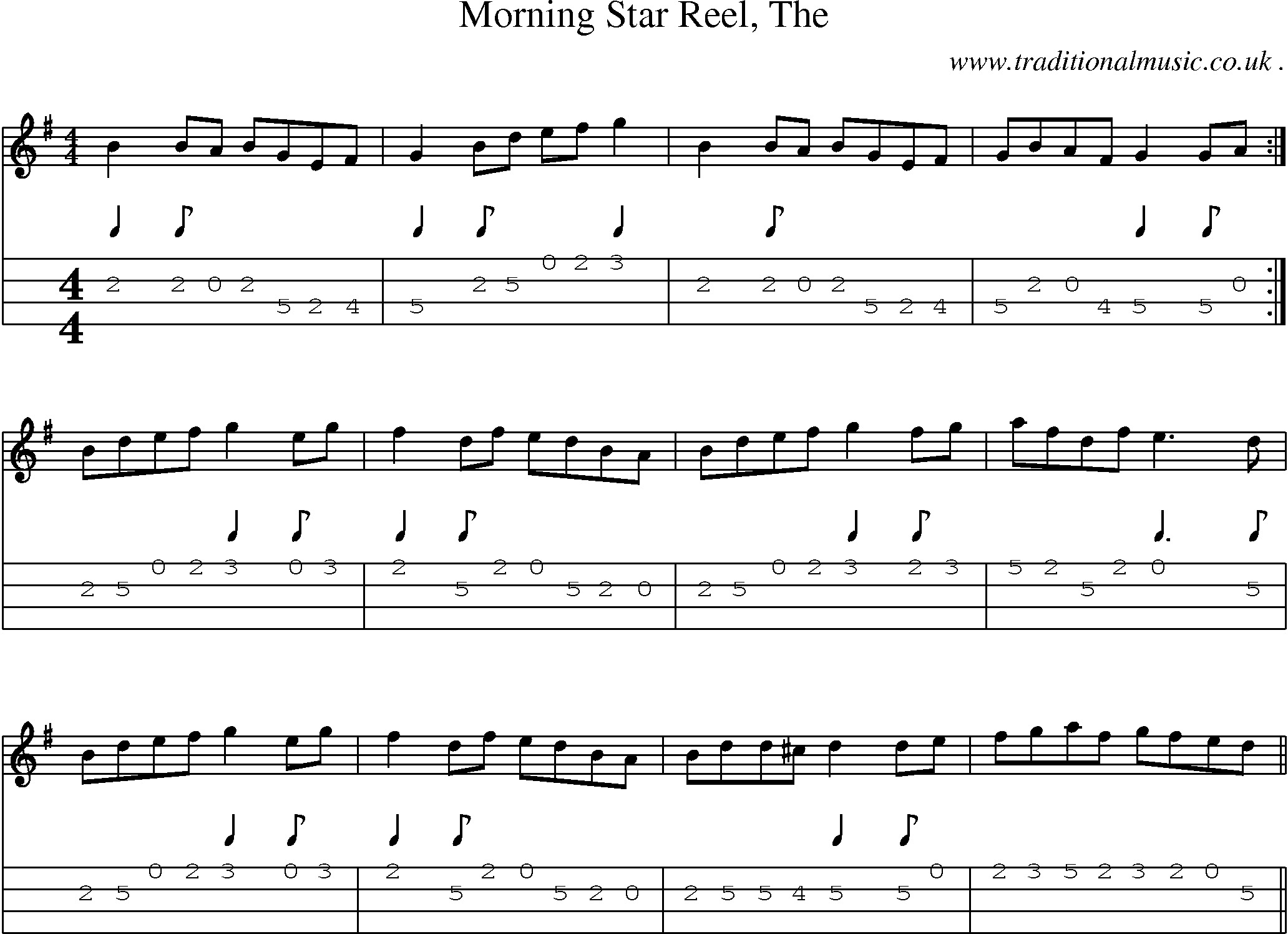 Music Score and Guitar Tabs for Morning Star Reel The