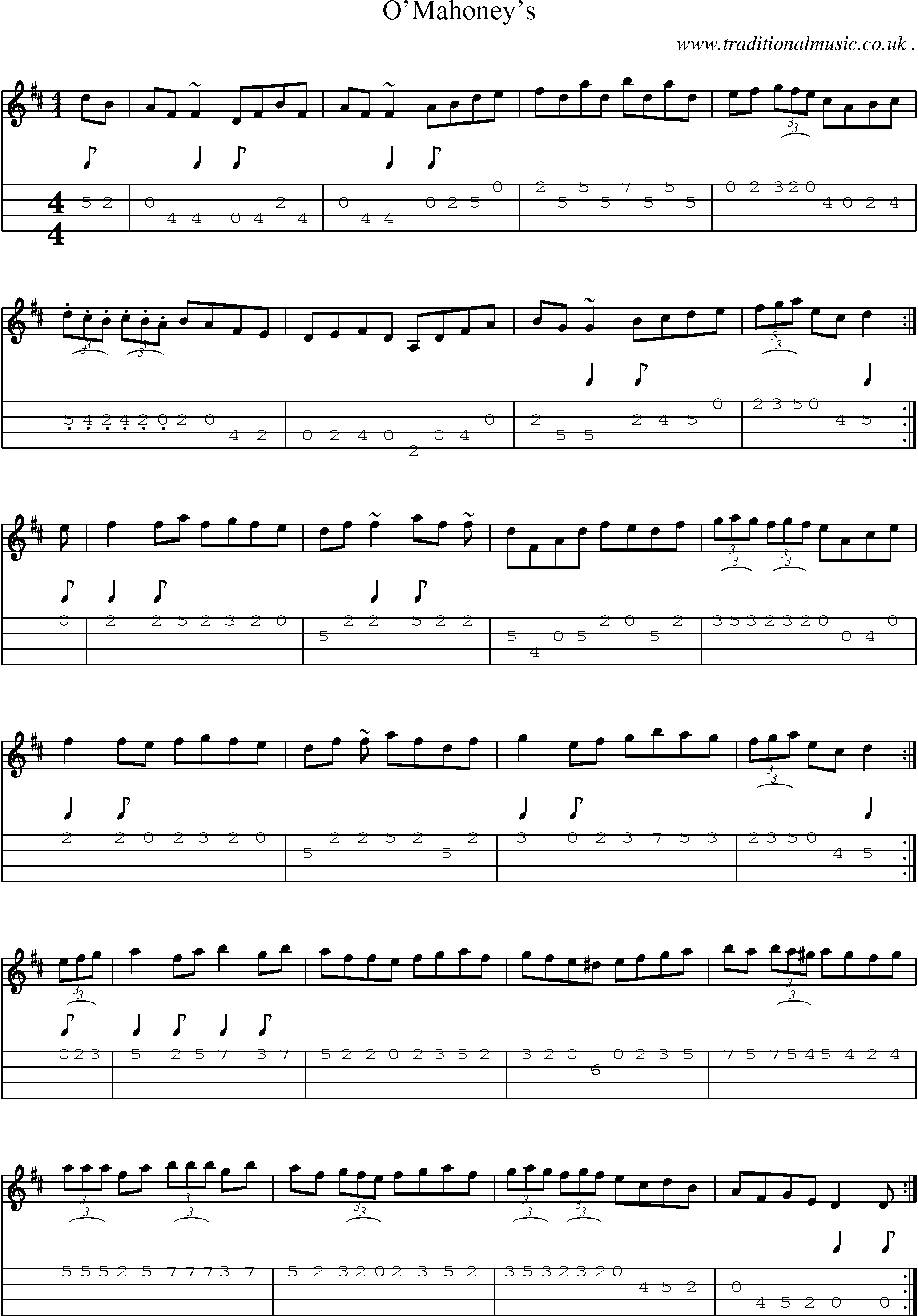 Music Score and Guitar Tabs for Omahoneys