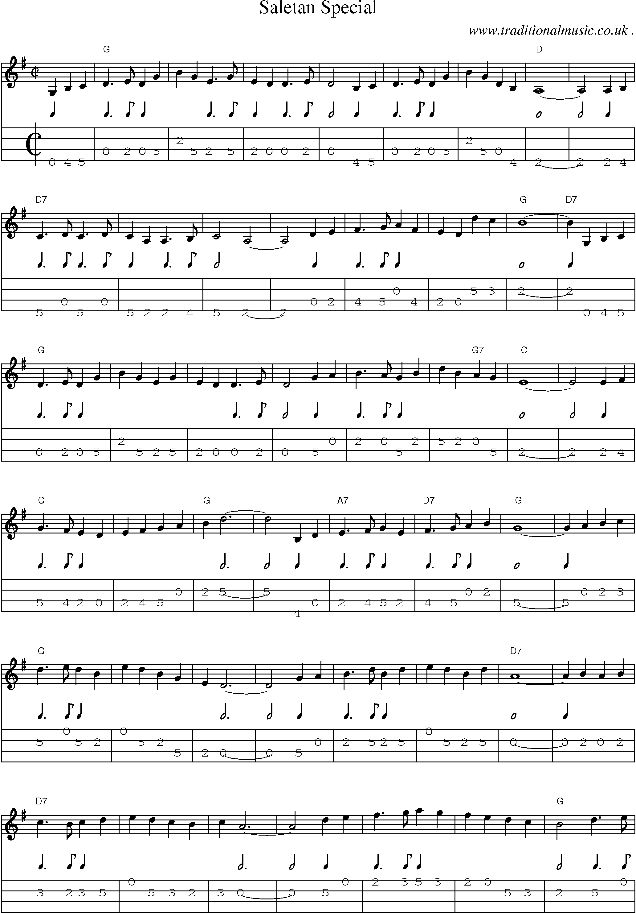 Music Score and Guitar Tabs for Saletan Special