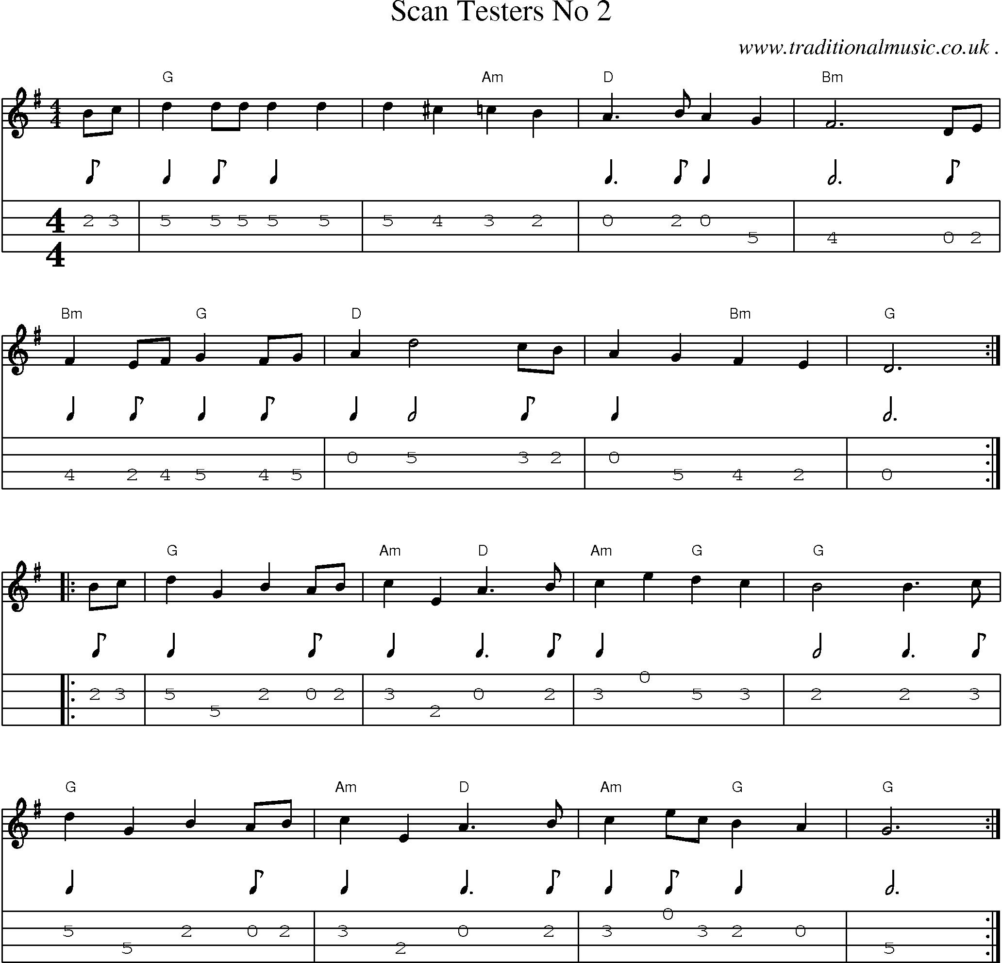 Music Score and Guitar Tabs for Scan Testers No 2