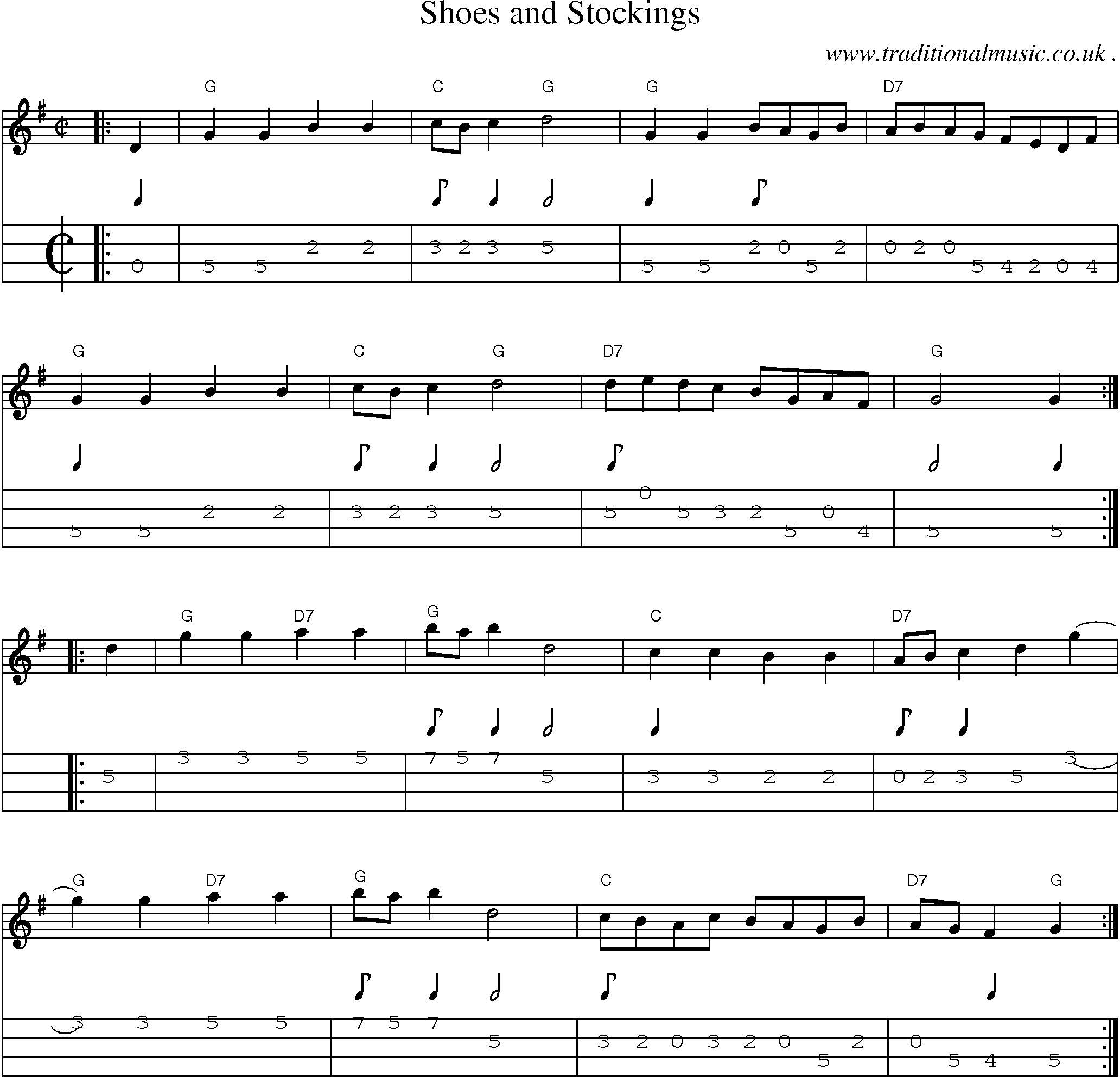 Music Score and Guitar Tabs for Shoes And Stockings