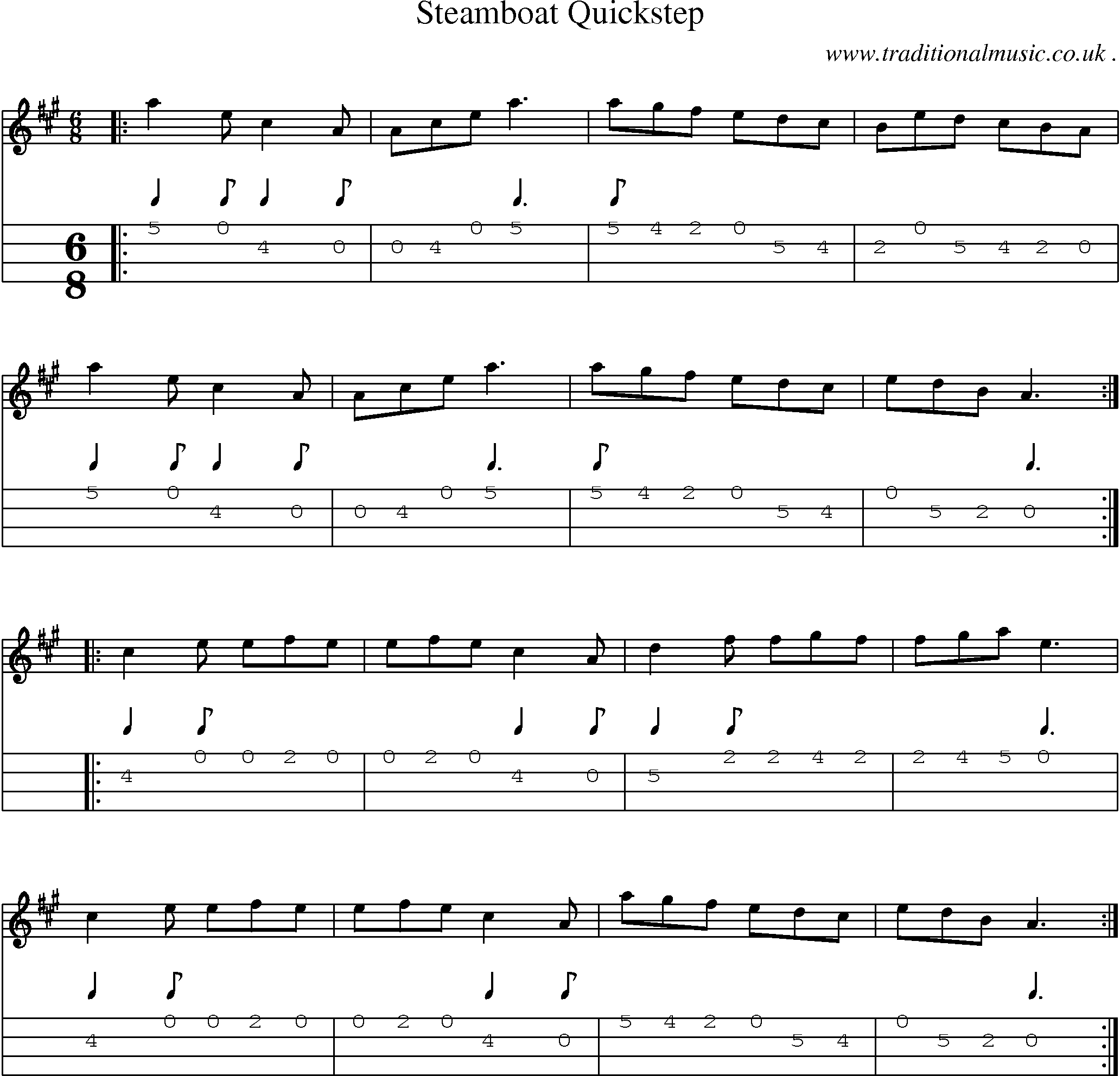 Music Score and Guitar Tabs for Steamboat Quickstep