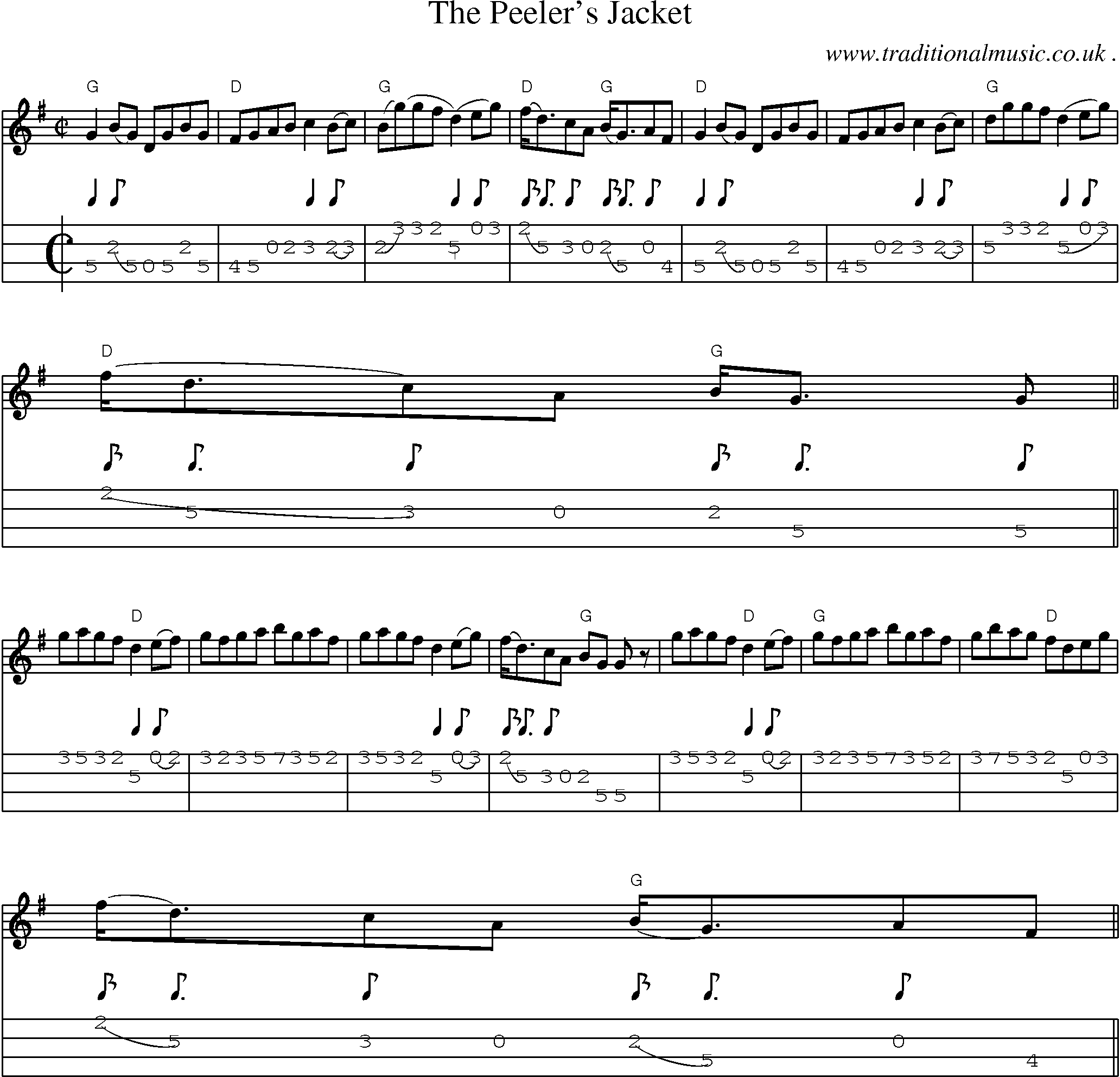 Music Score and Guitar Tabs for The Peelers Jacket