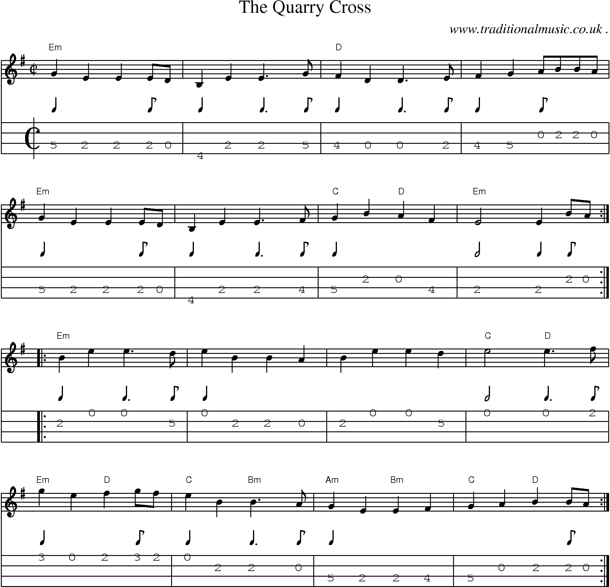 Music Score and Guitar Tabs for The Quarry Cross