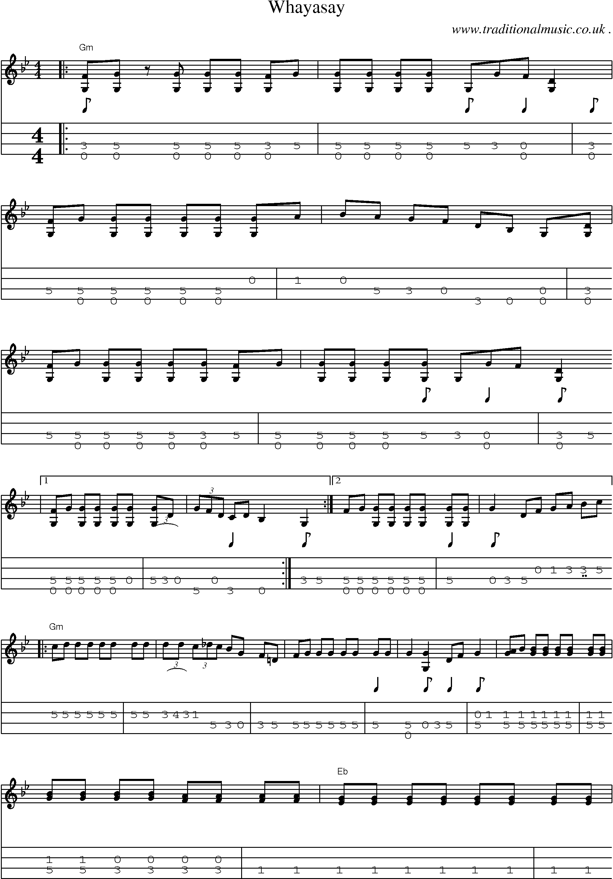Music Score and Guitar Tabs for Whayasay