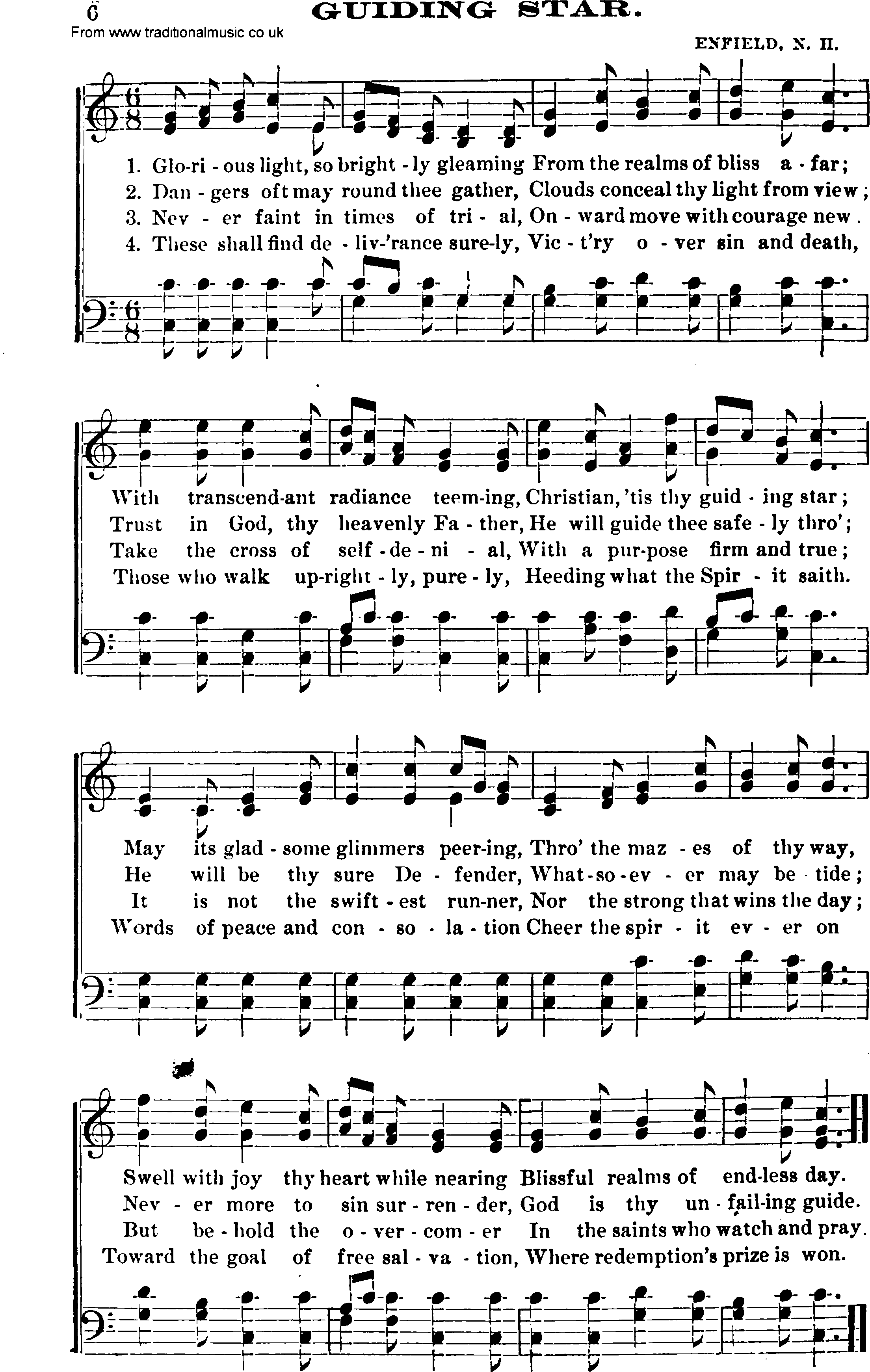 Shaker Music collection, Hymn: Guiding Star, sheetmusic and PDF