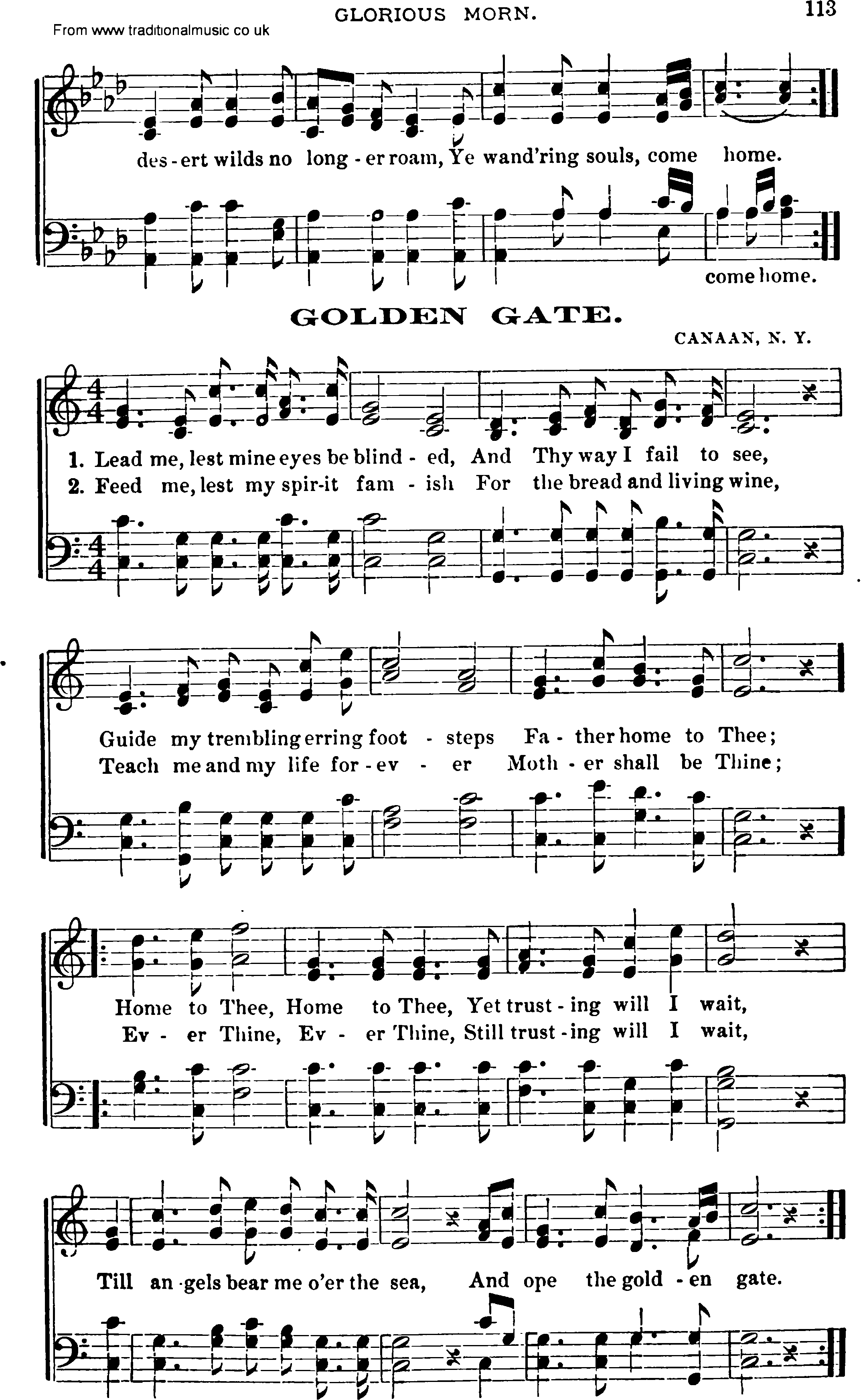 Shaker Music collection, Hymn: Golden Gate, sheetmusic and PDF