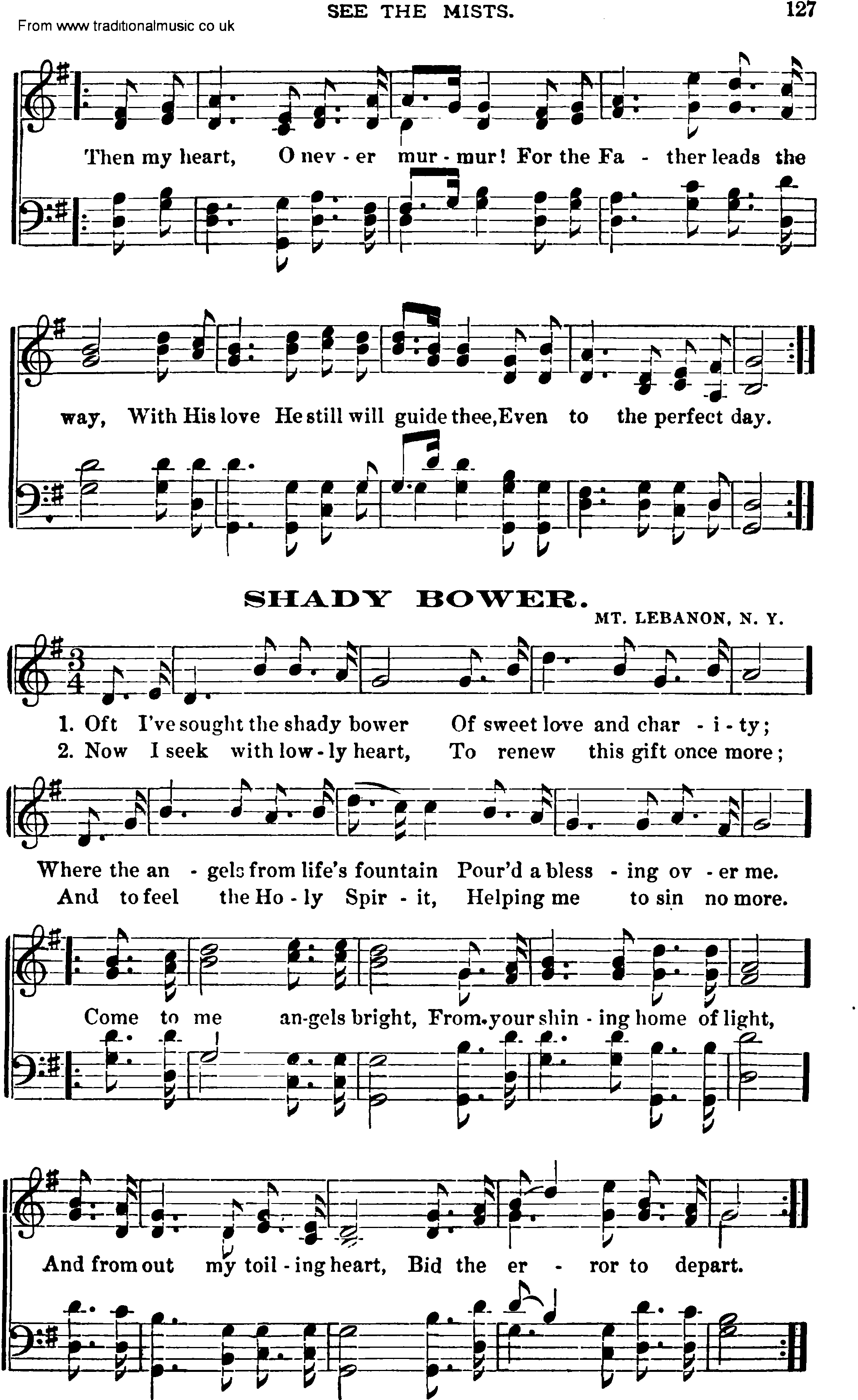 Shaker Music collection, Hymn: Shade Bower, sheetmusic and PDF