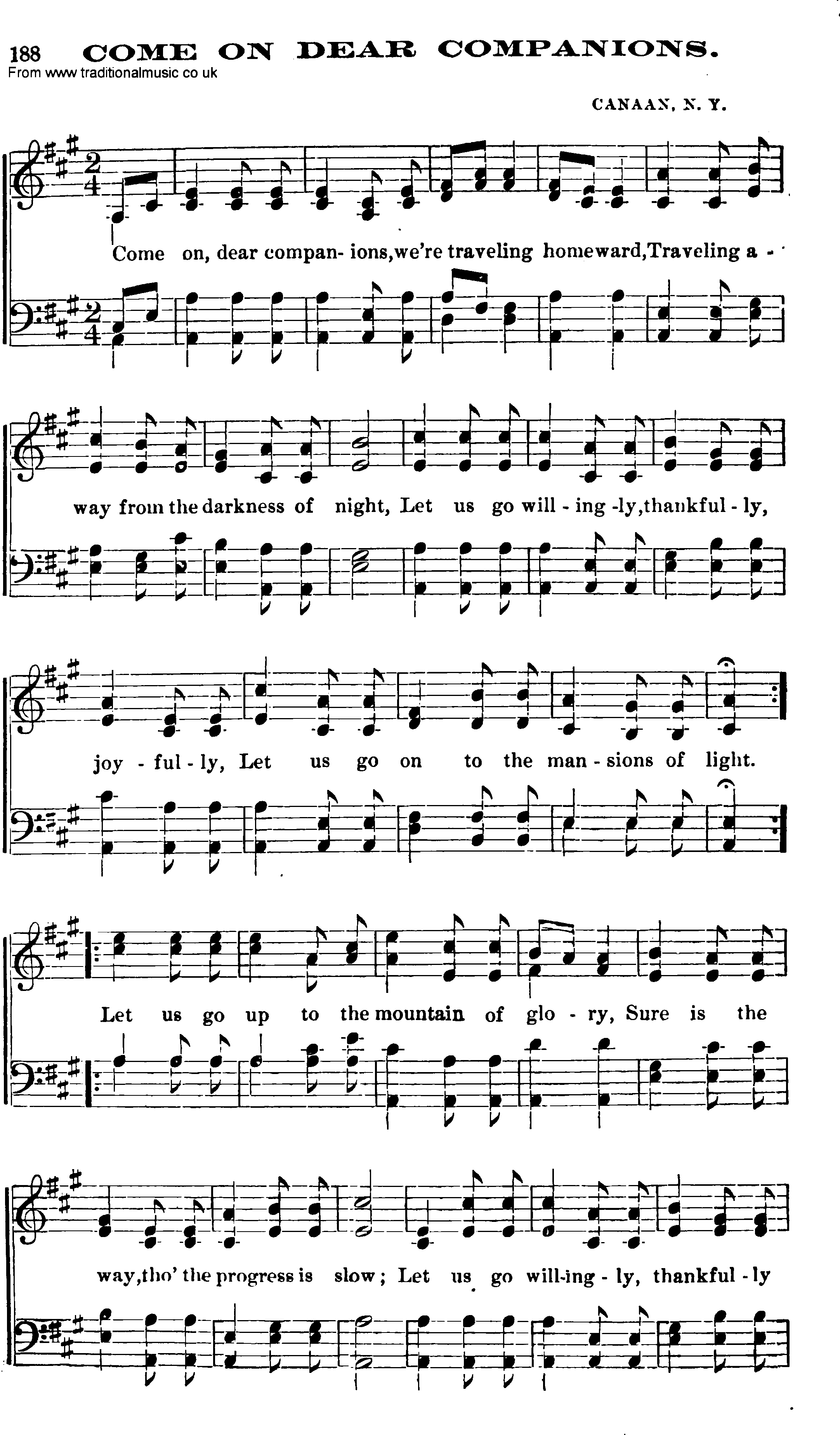 Shaker Music collection, Hymn: Come On Dear Companions, sheetmusic and PDF