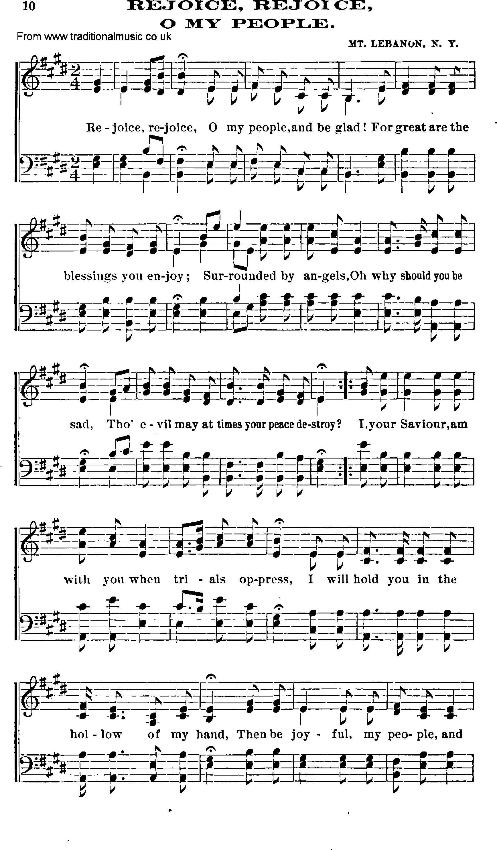 Shaker Music collection, Hymn: rejoice, rejoice o my people, sheetmusic and PDF