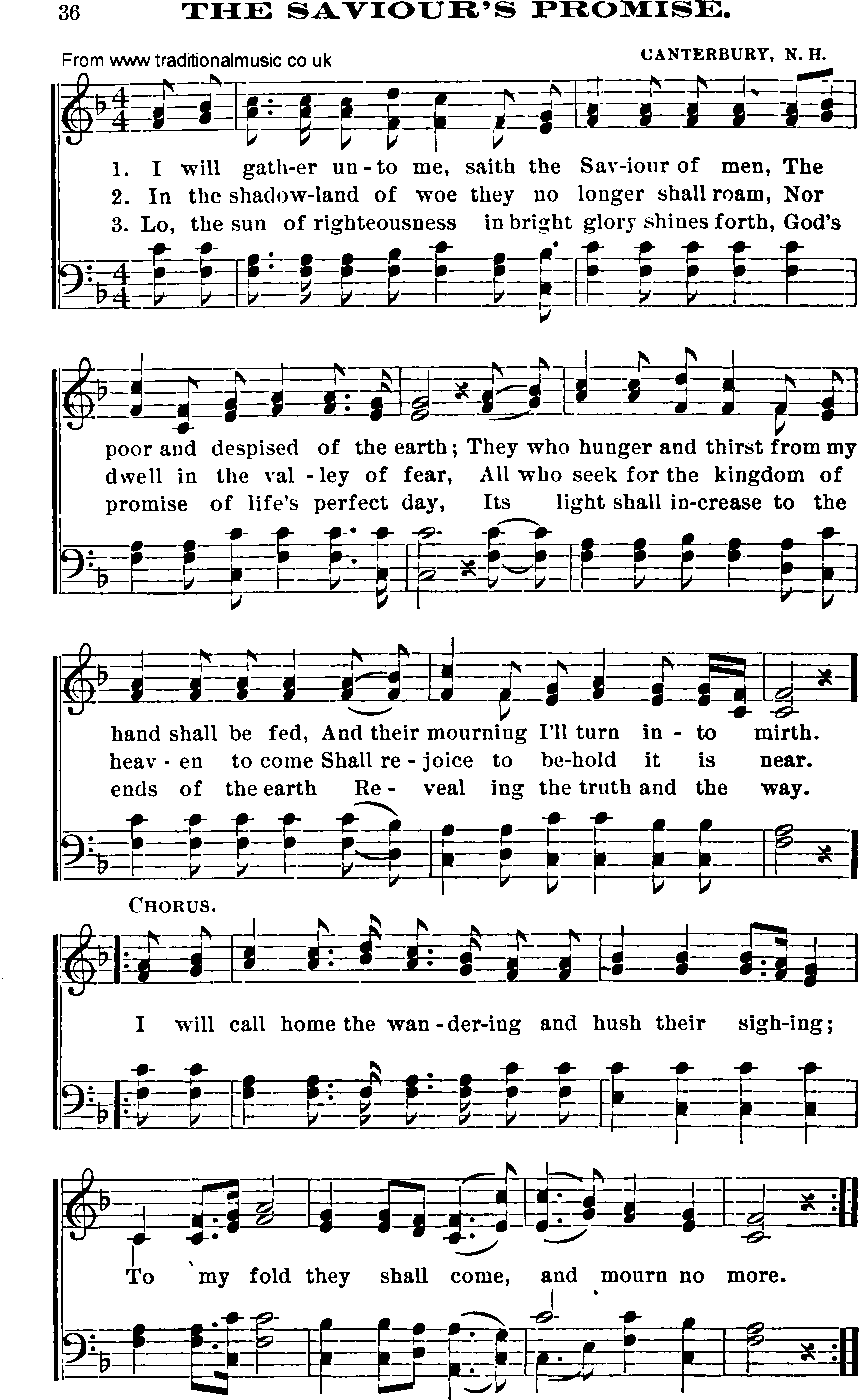 Shaker Music collection, Hymn: the saviours promise, sheetmusic and PDF