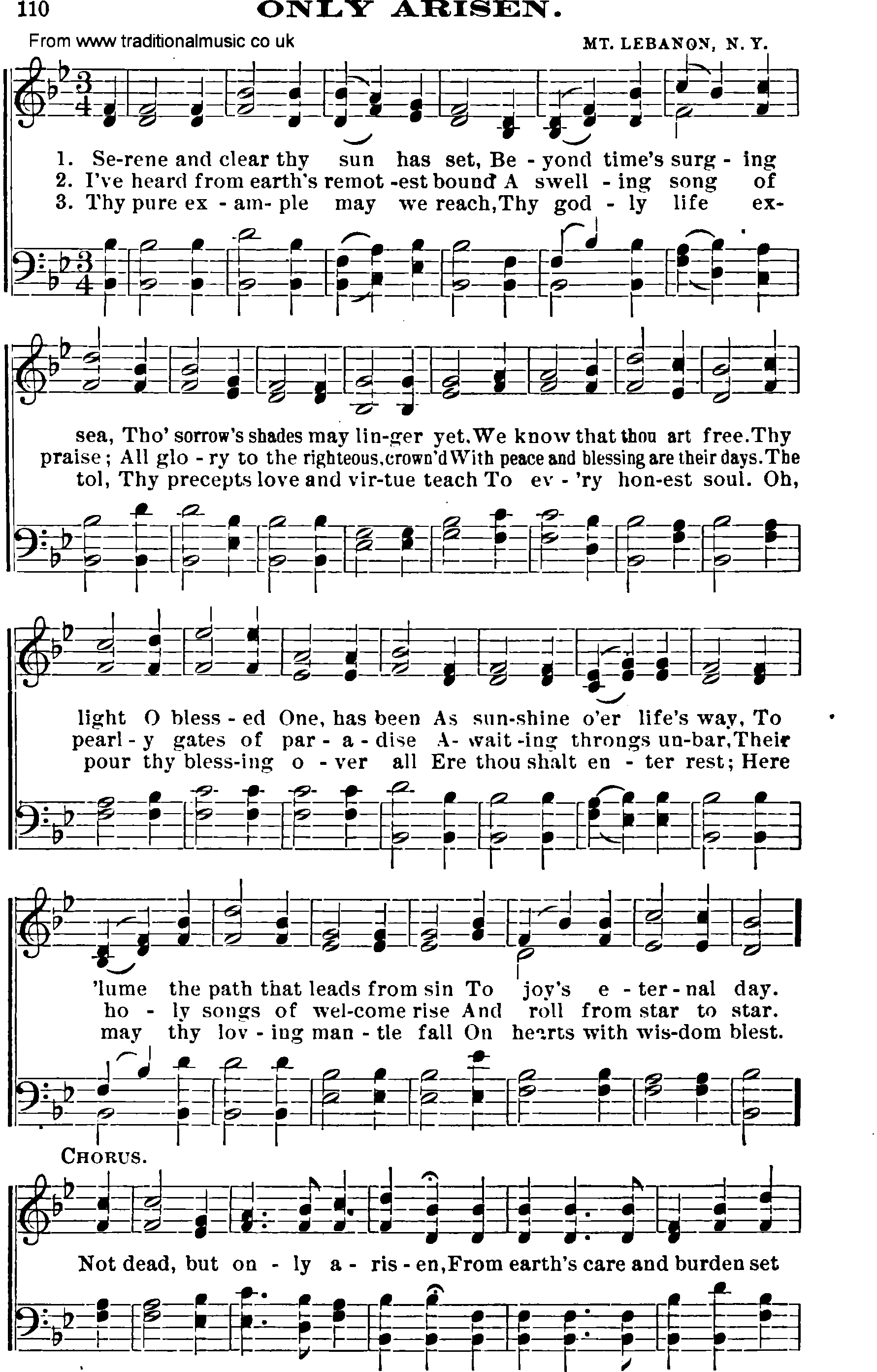 Shaker Music collection, Hymn: only arisen, sheetmusic and PDF
