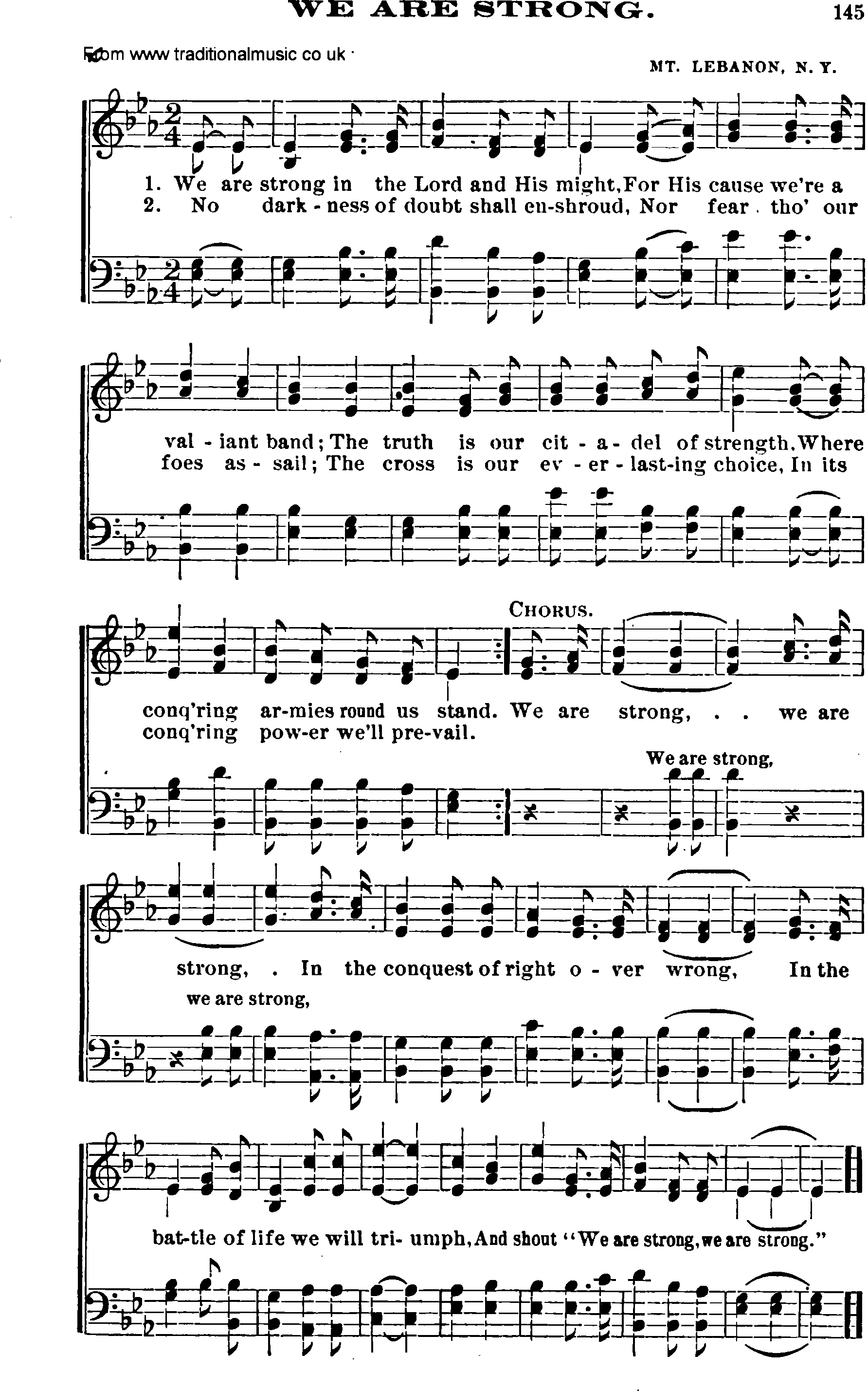 Shaker Music collection, Hymn: we are strong, sheetmusic and PDF