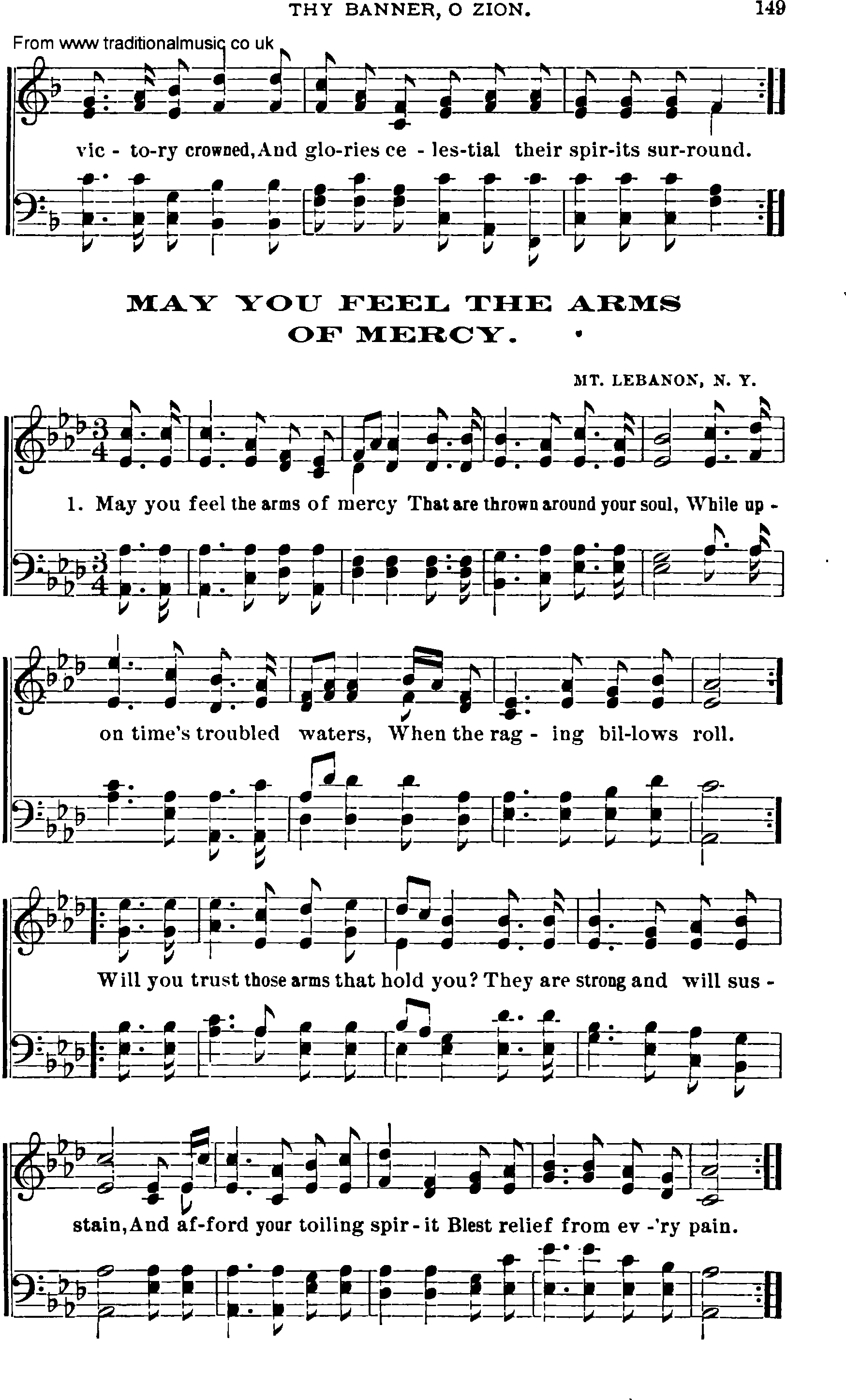 Shaker Music collection, Hymn: may you feel the arms of mercy, sheetmusic and PDF