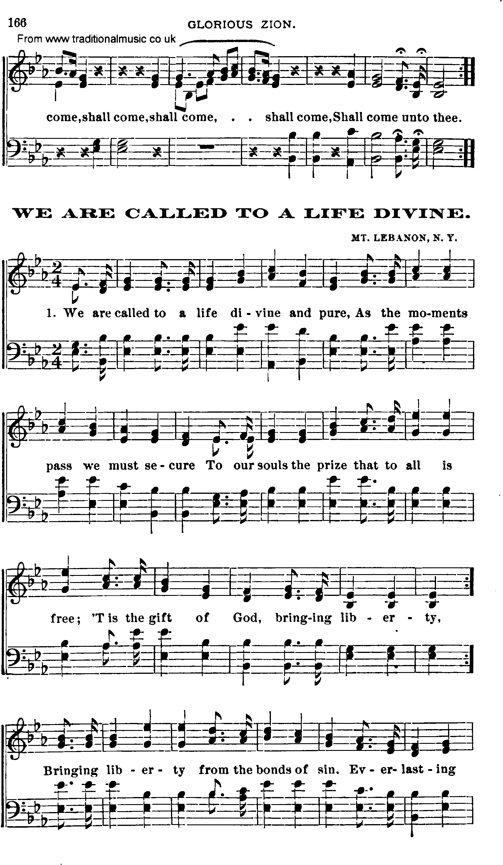 Shaker Music collection, Hymn: we are called to a life divine, sheetmusic and PDF