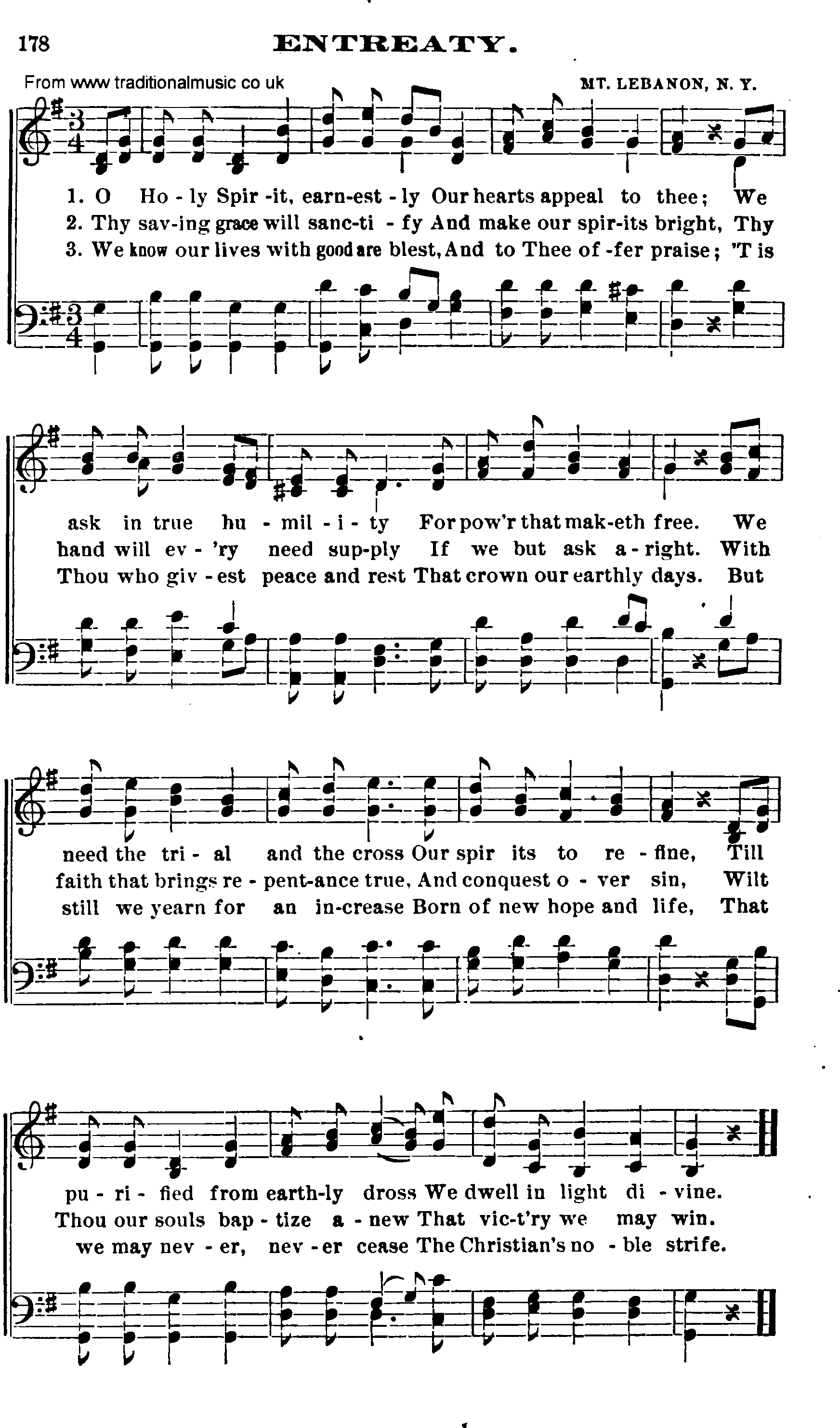 Shaker Music collection, Hymn: entreaty, sheetmusic and PDF
