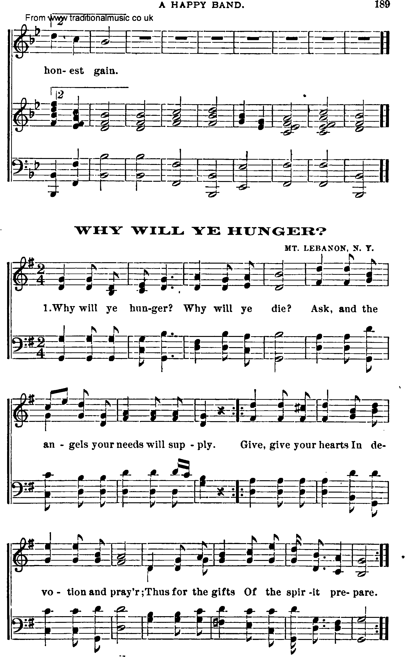 Shaker Music collection, Hymn: why will ye hunger, sheetmusic and PDF