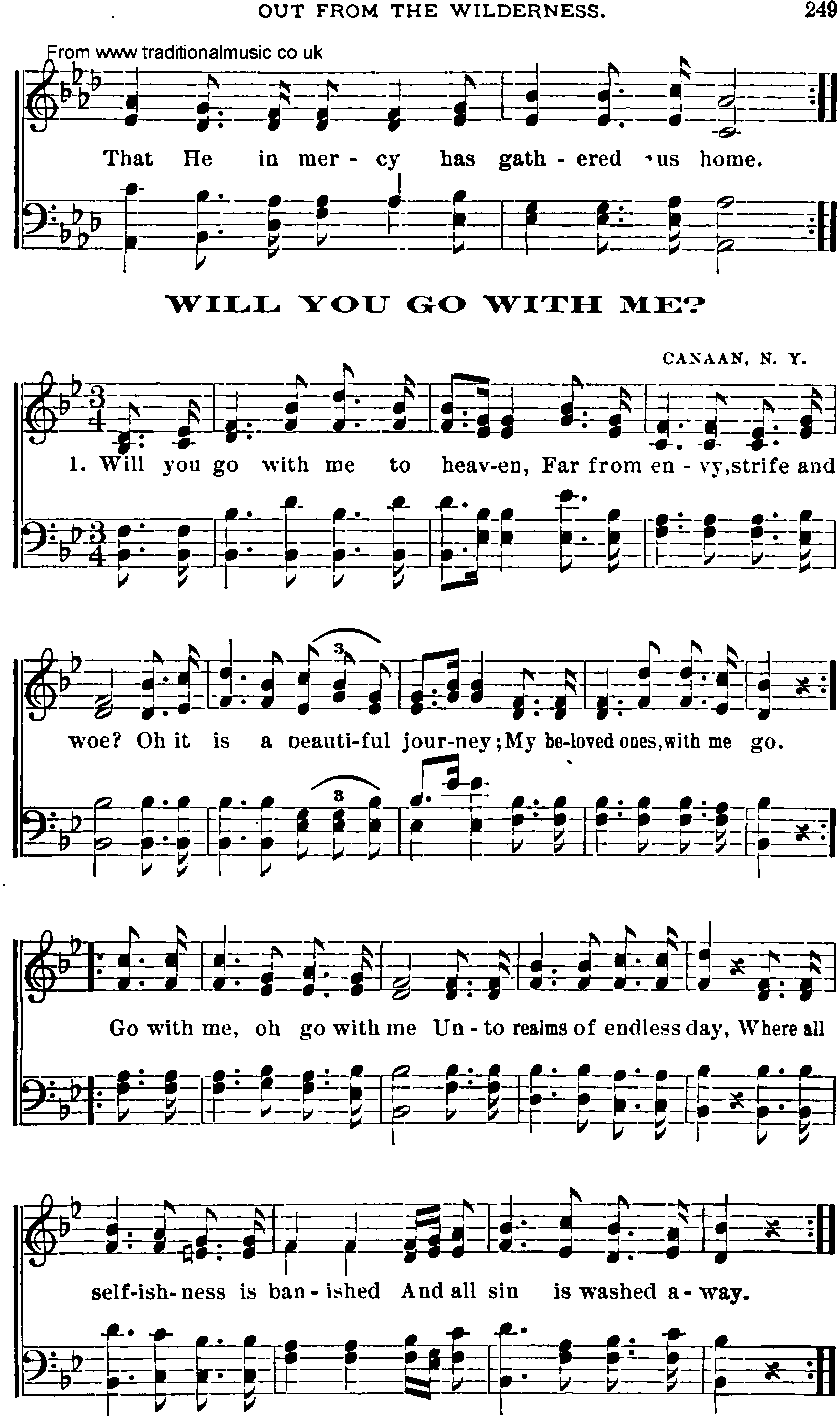 Shaker Music collection, Hymn: will you go with me, sheetmusic and PDF