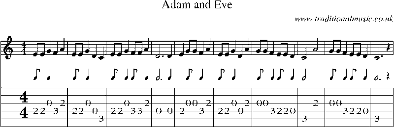 Guitar Tab and Sheet Music for Adam And Eve