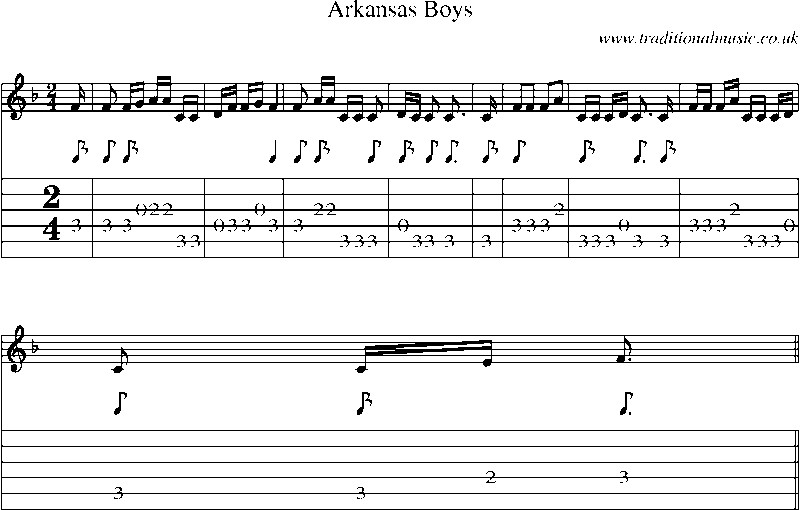 Guitar Tab and Sheet Music for Arkansas Boys