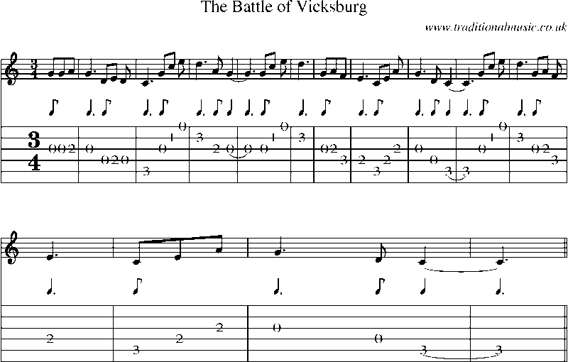 Guitar Tab and Sheet Music for The Battle Of Vicksburg