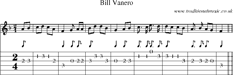 Guitar Tab and Sheet Music for Bill Vanero