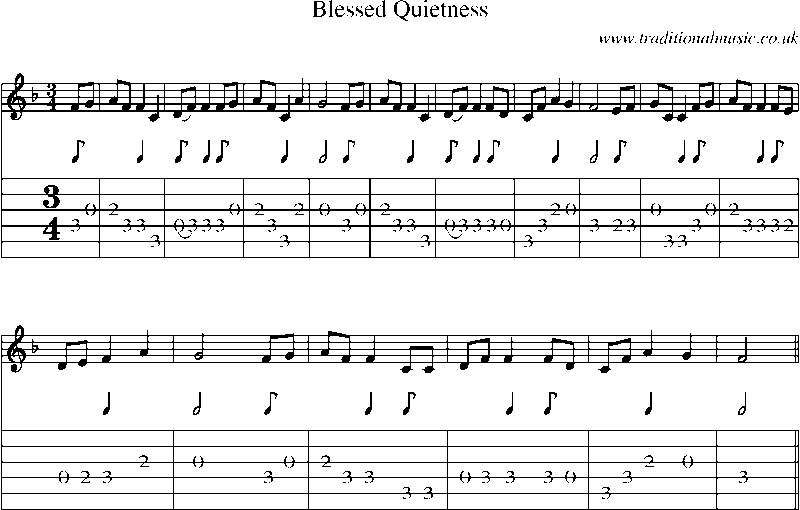Guitar Tab and Sheet Music for Blessed Quietness