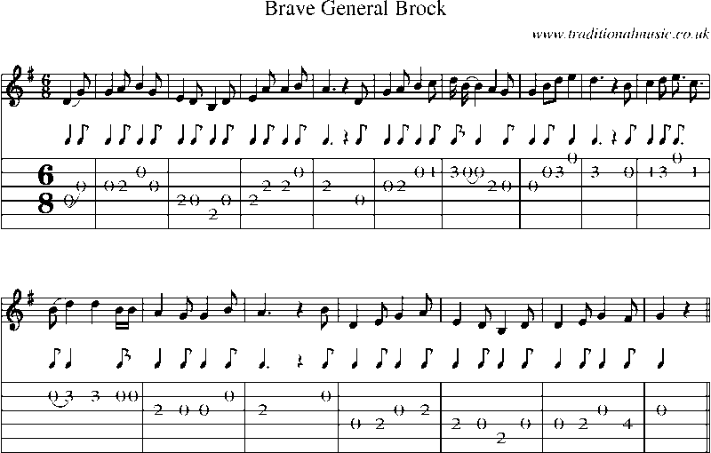 Guitar Tab and Sheet Music for Brave General Brock
