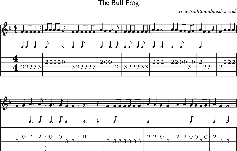 Guitar Tab and Sheet Music for The Bull Frog