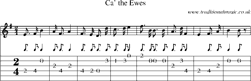 Guitar Tab and Sheet Music for Ca' The Ewes