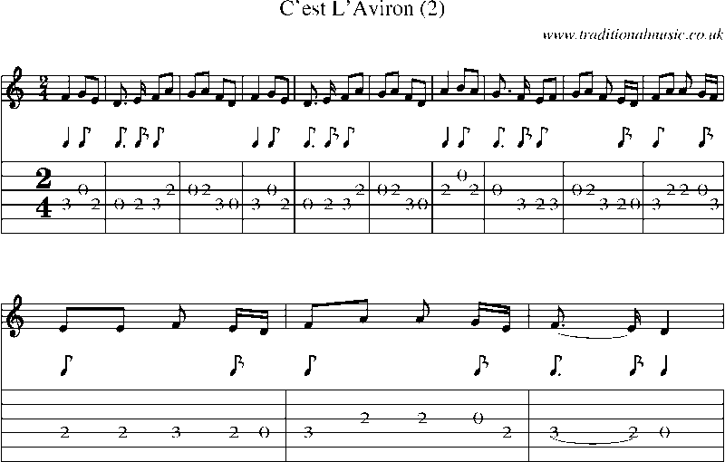 Guitar Tab and Sheet Music for C'est L'aviron (2)