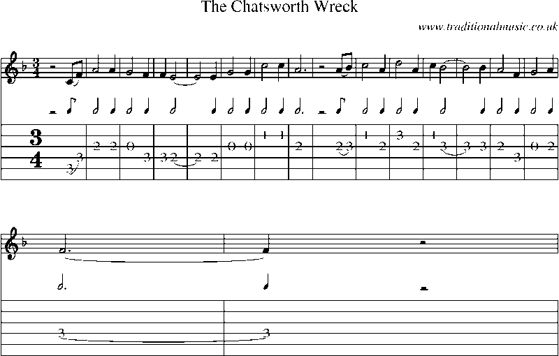Guitar Tab and Sheet Music for The Chatsworth Wreck