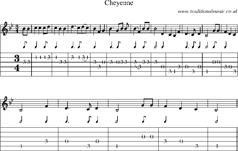 Guitar Tab and Sheet Music for Cheyenne