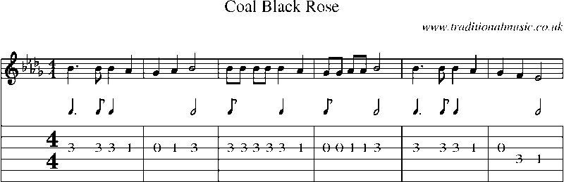 Guitar Tab and Sheet Music for Coal Black Rose