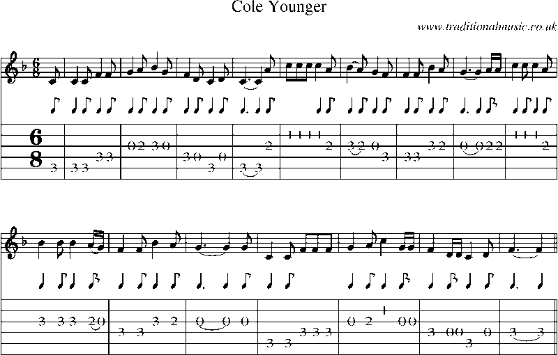 Guitar Tab and Sheet Music for Cole Younger