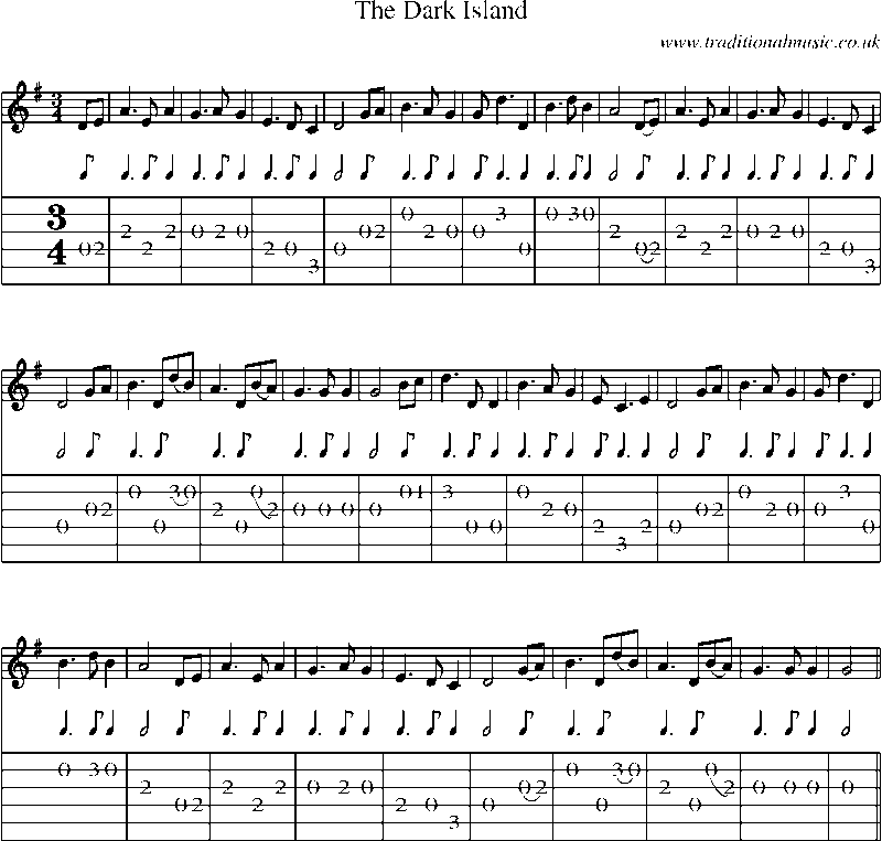 Guitar Tab and Sheet Music for The Dark Island