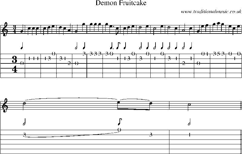 Guitar Tab and Sheet Music for Demon Fruitcake