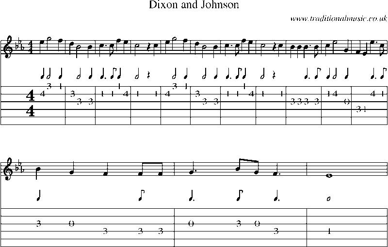 Guitar Tab and Sheet Music for Dixon And Johnson