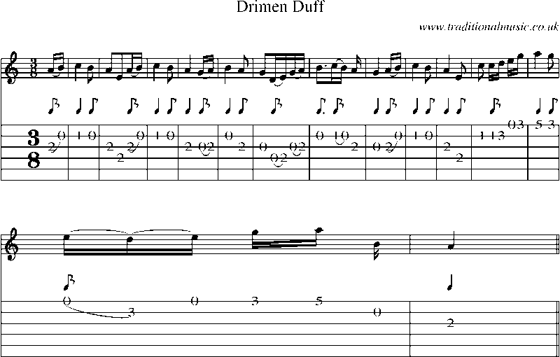 Guitar Tab and Sheet Music for Drimen Duff(1)